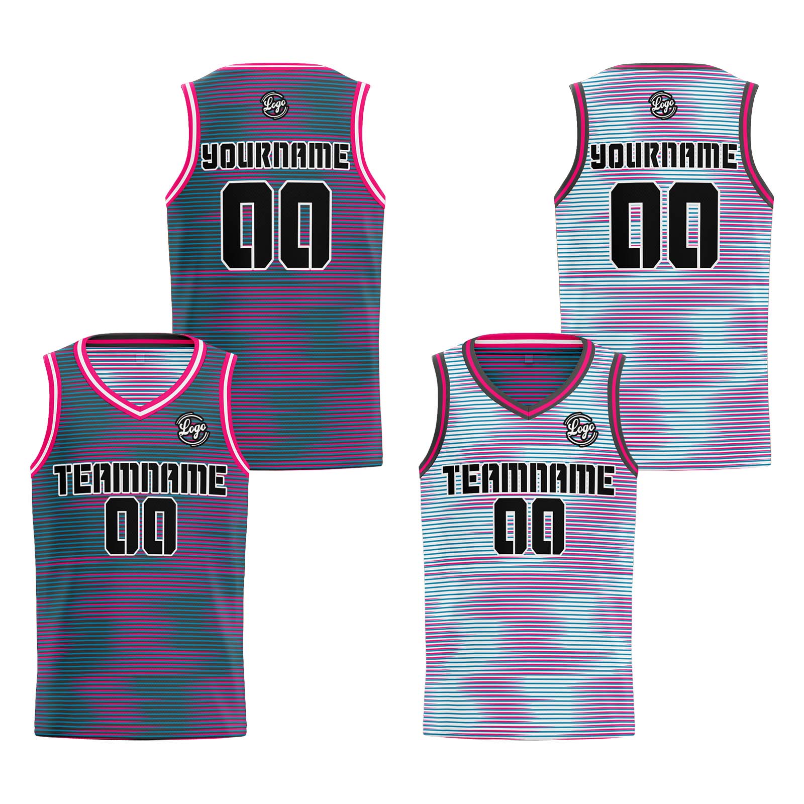 Custom Grey Pink Reversible Basketball Jersey Basketball Uniform Basketball Shirts for Men Personalized Print Name Number