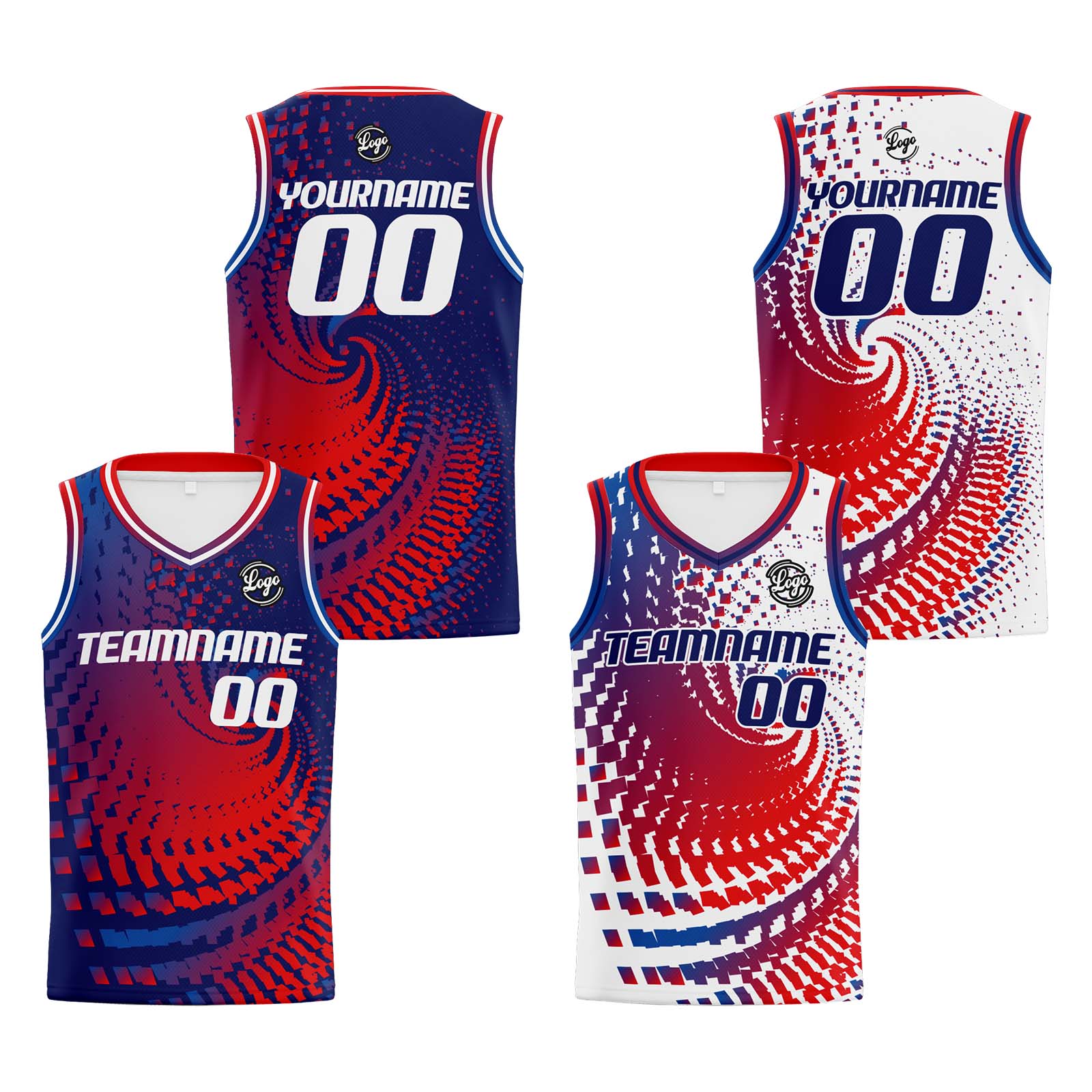 Custom Navy Red Reversible Basketball Jersey Basketball Uniform Basketball Shirts for Men Personalized Print Name Number