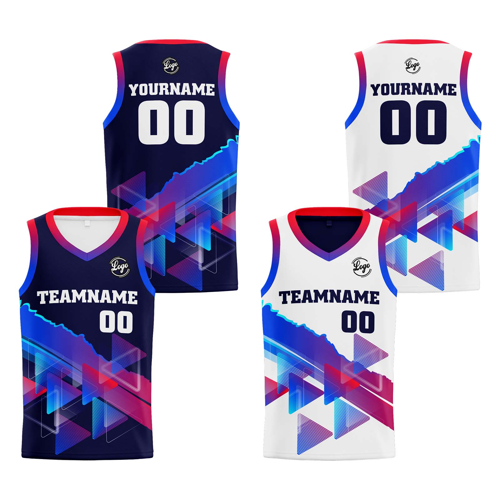 Custom Navy Red Blue Reversible Basketball Jersey Basketball Uniform Basketball Shirts for Men Personalized Print Name Number