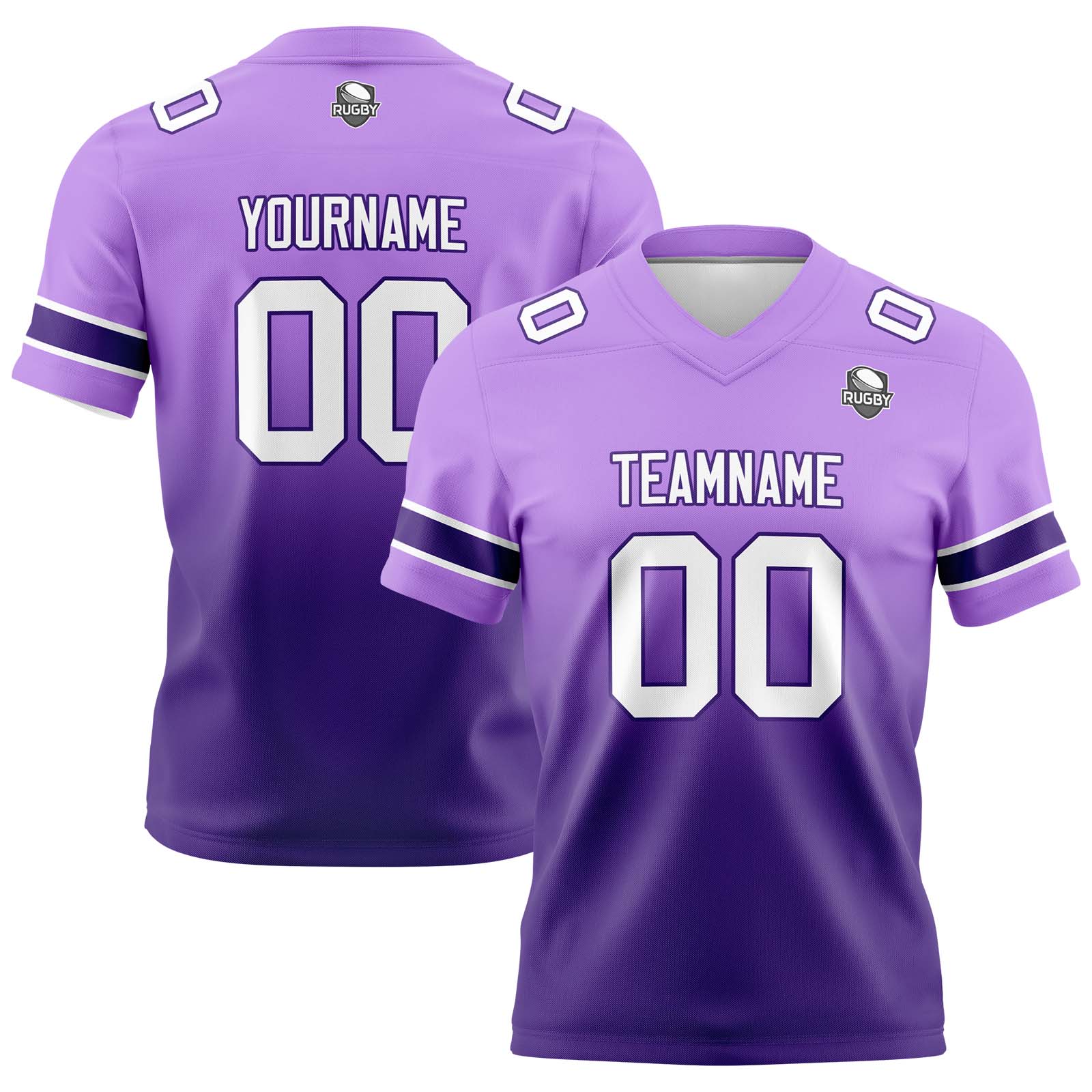 Custom Purple Gradient Football Jerseys Personalized Name Number Logo