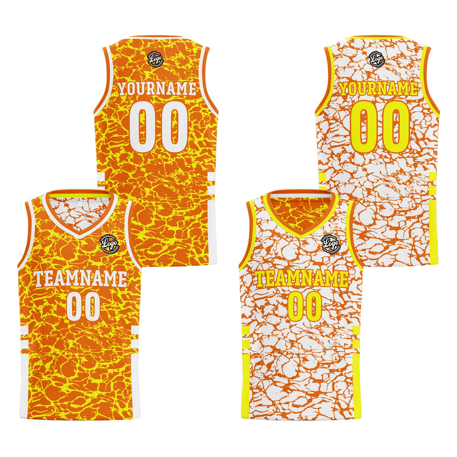 Custom Orange Reversible Basketball Jersey Basketball Uniform Basketball Shirts for Men Personalized Print Name Number