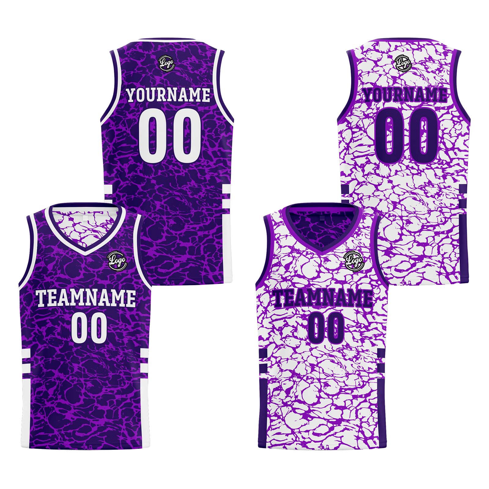 Custom Purple Reversible Basketball Jersey Basketball Uniform Basketball Shirts for Men Personalized Print Name Number