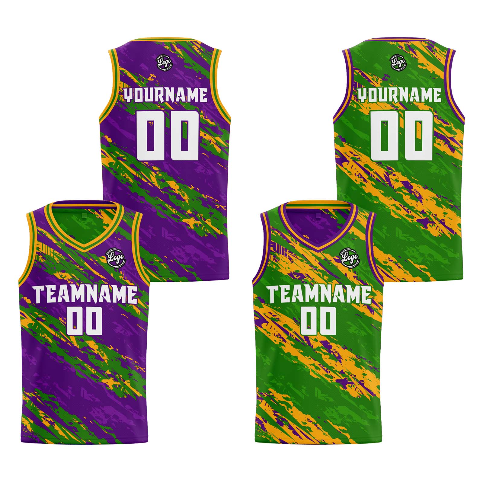 Custom Purple Green Reversible Basketball Jersey Basketball Uniform Basketball Shirts for Men Personalized Print Name Number