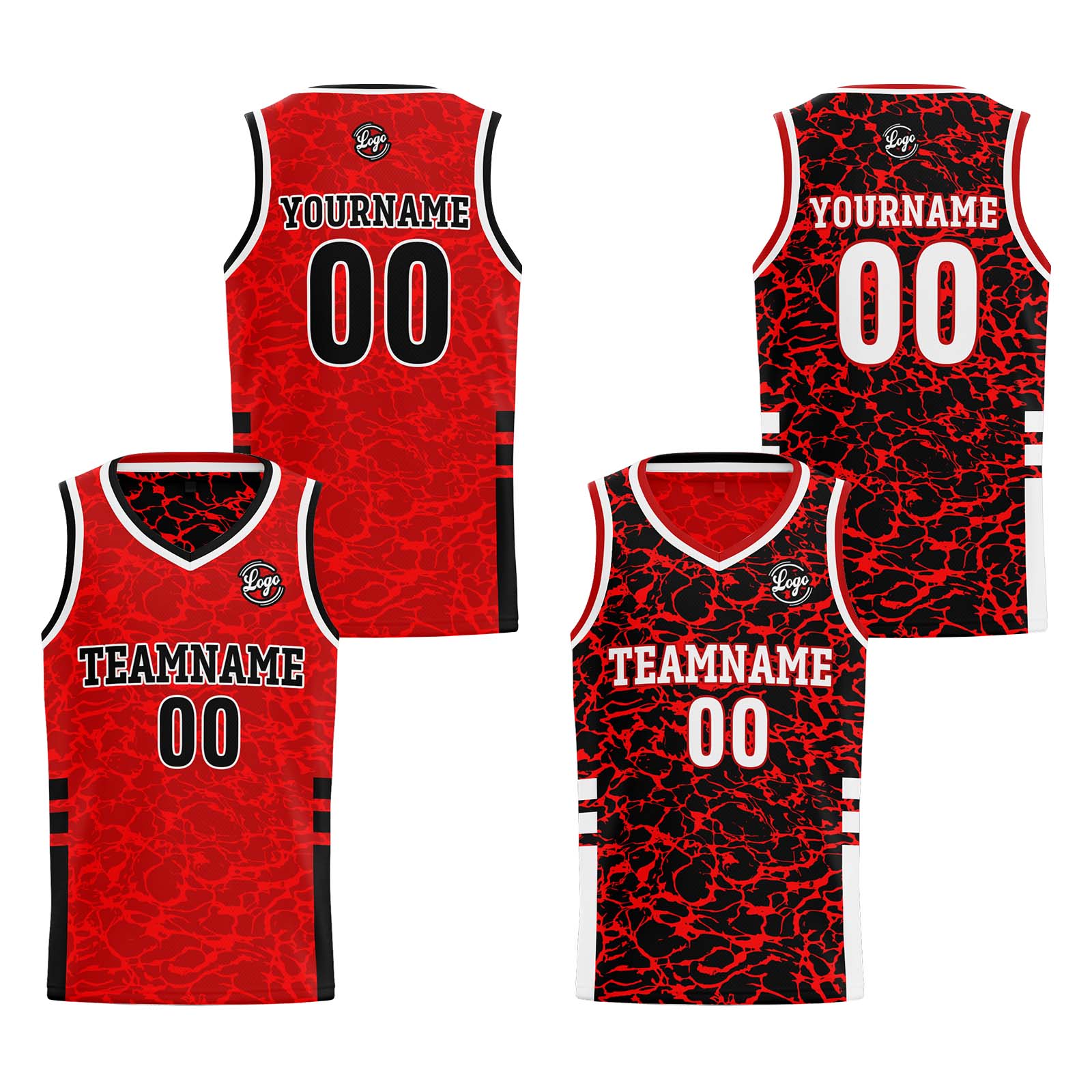 Custom Red Reversible Basketball Jersey Basketball Uniform Basketball Shirts for Men Personalized Print Name Number