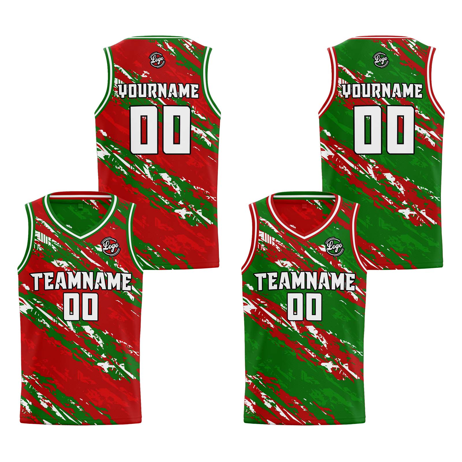Custom Red Green Reversible Basketball Jersey Basketball Uniform Basketball Shirts for Men Personalized Print Name Number