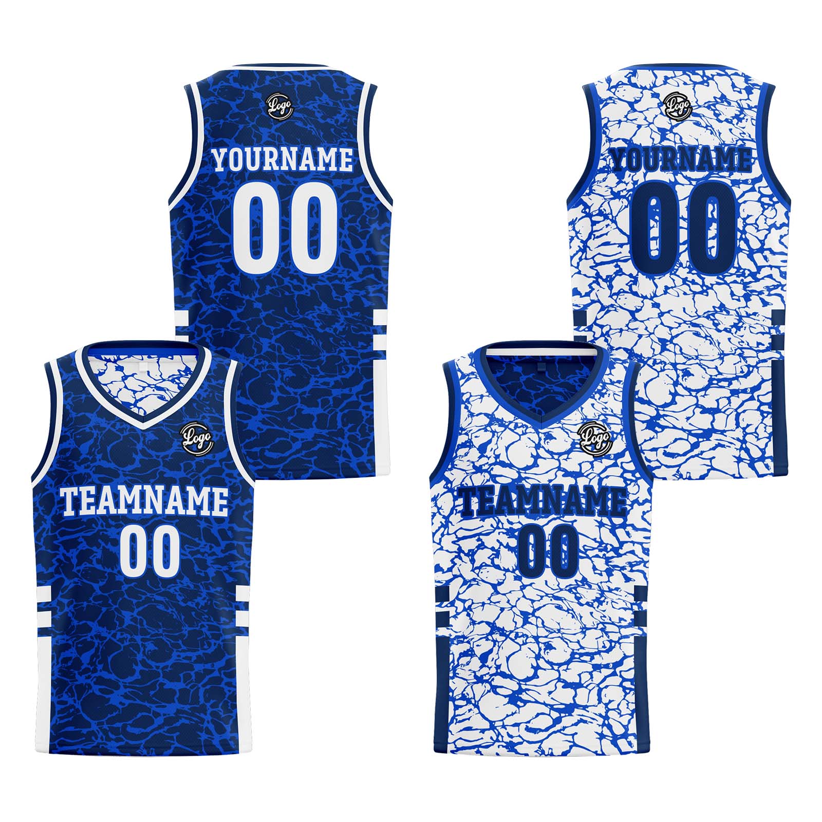 Custom Royal Reversible Basketball Jersey Basketball Uniform Basketball Shirts for Men Personalized Print Name Number