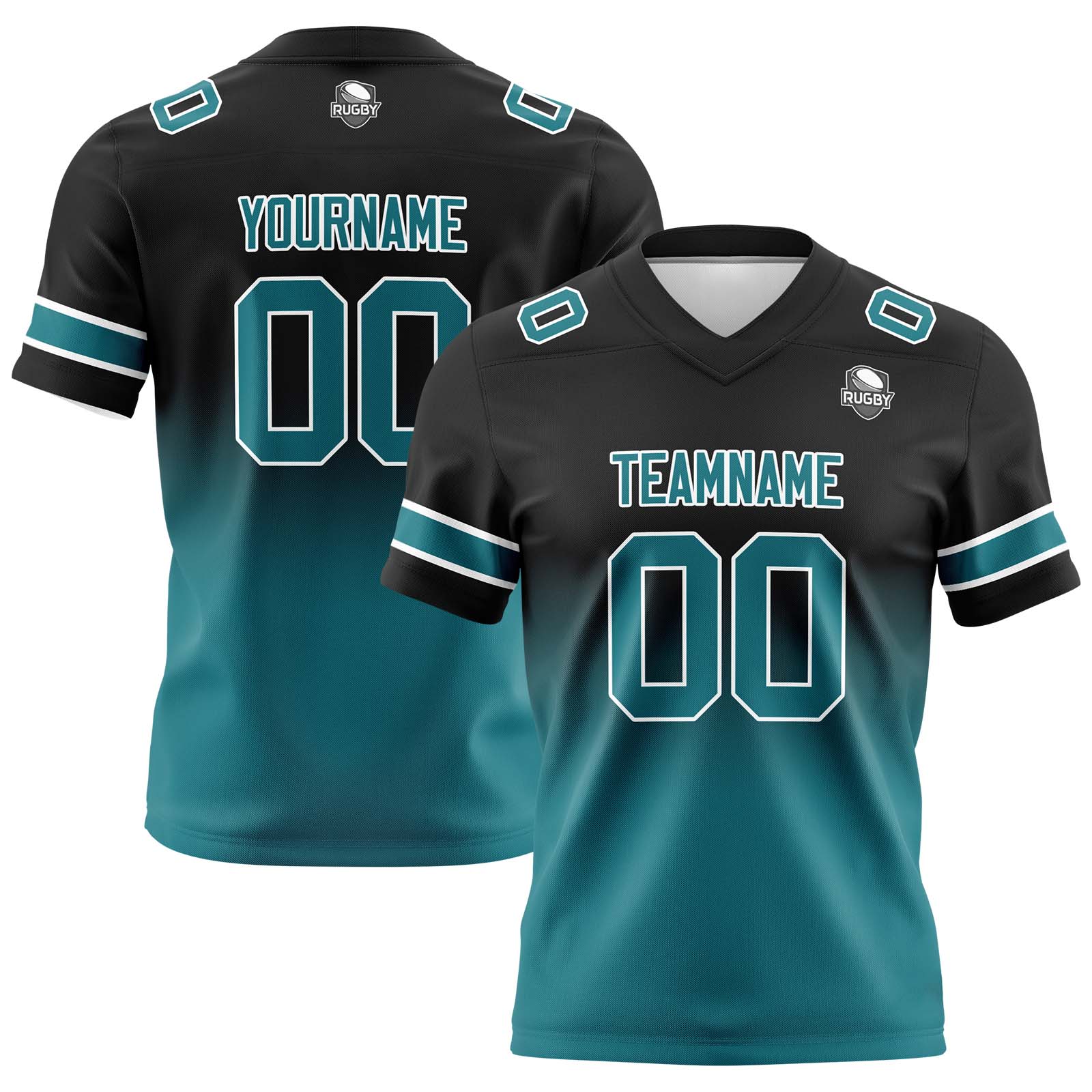 Custom Black&Green Gradient Football Jerseys Personalized Name Number Logo
