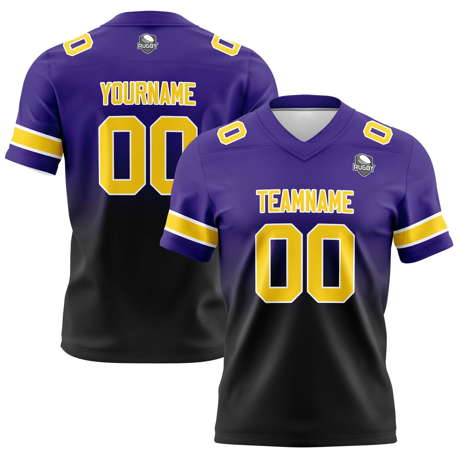 Custom Purple Gradient Football Jerseys Personalized Name Number Logo
