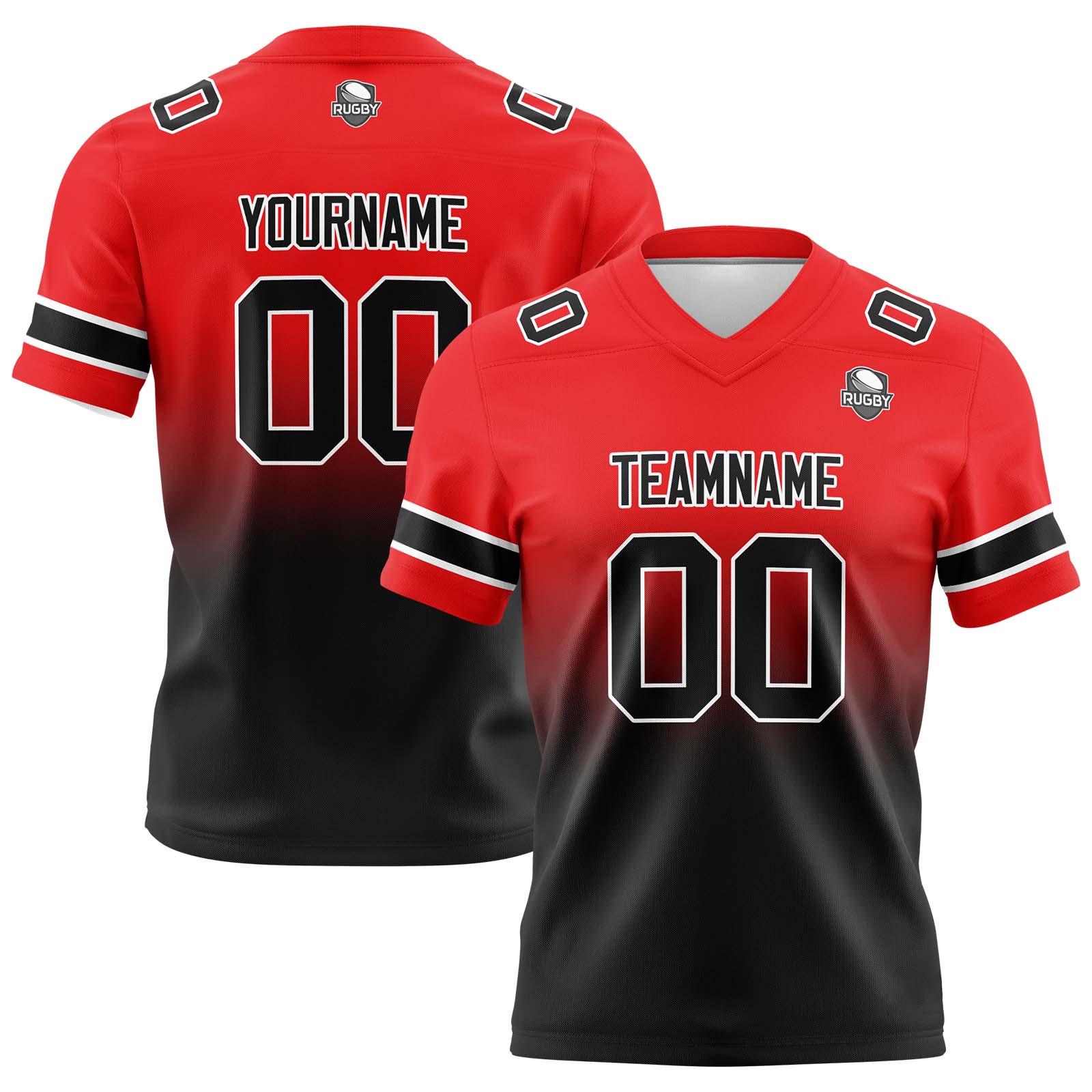 Custom Red&Black Football Jerseys Personalized Name Number Logo