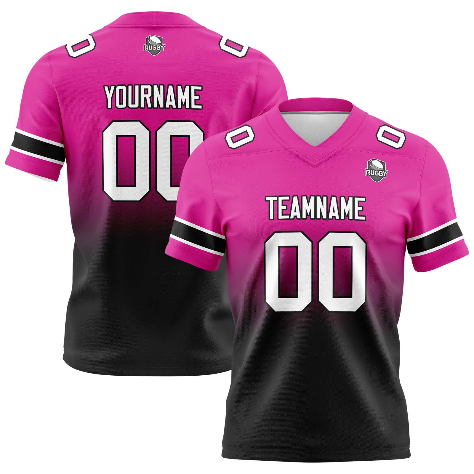 Custom Rose&Black Football Jerseys Personalized Name Number Logo