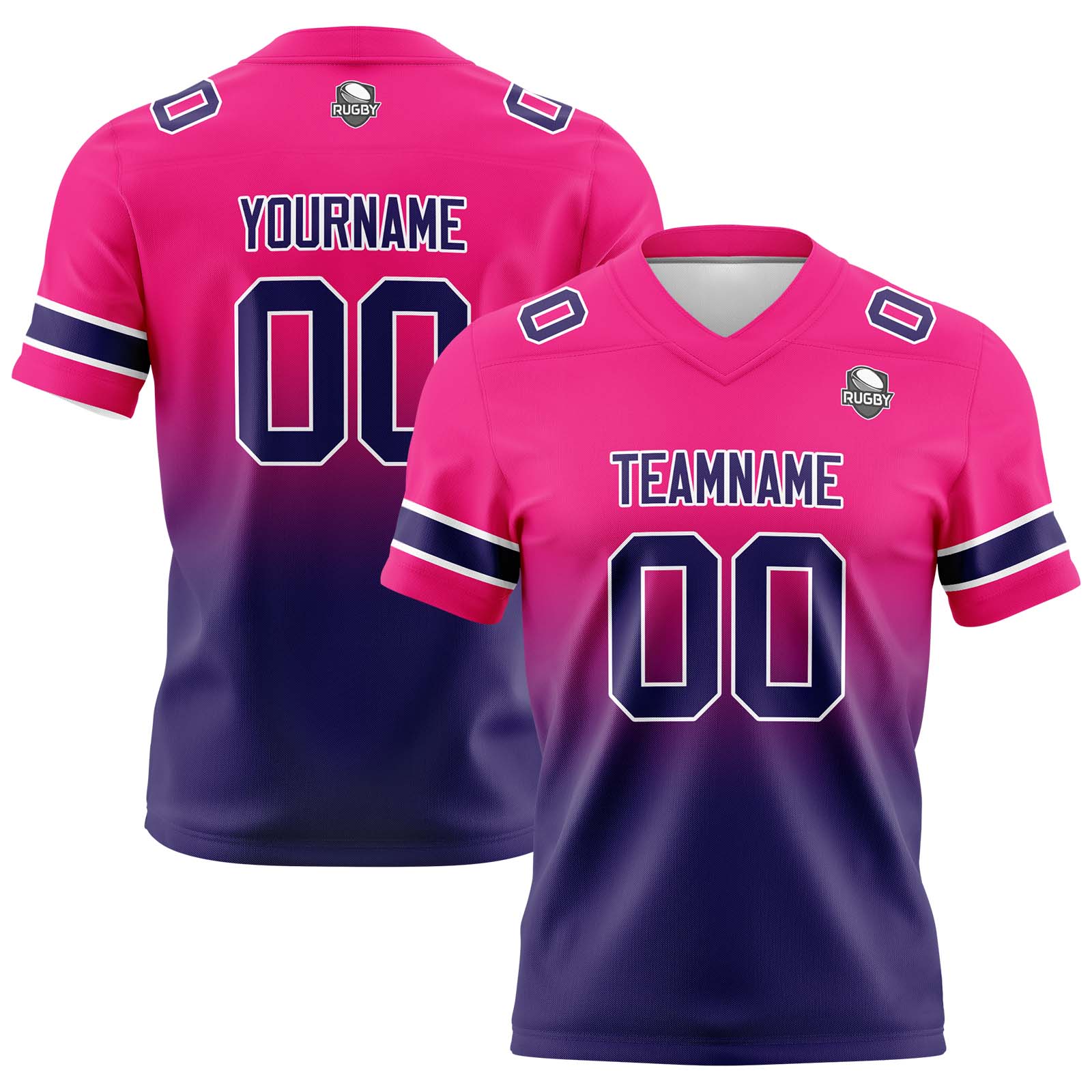 Custom Rose&Dark Purple Football Jerseys Personalized Name Number Logo