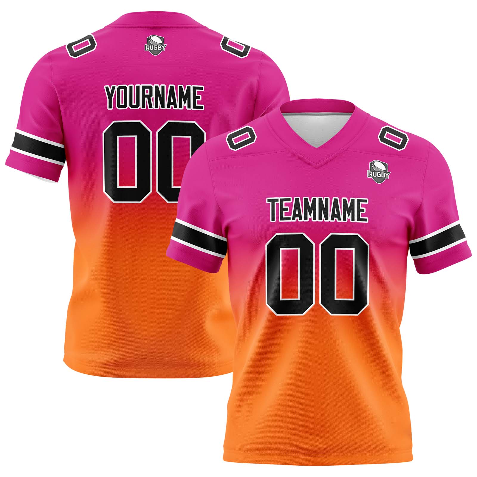 Custom Rose&Orange Football Jerseys Personalized Name Number Logo