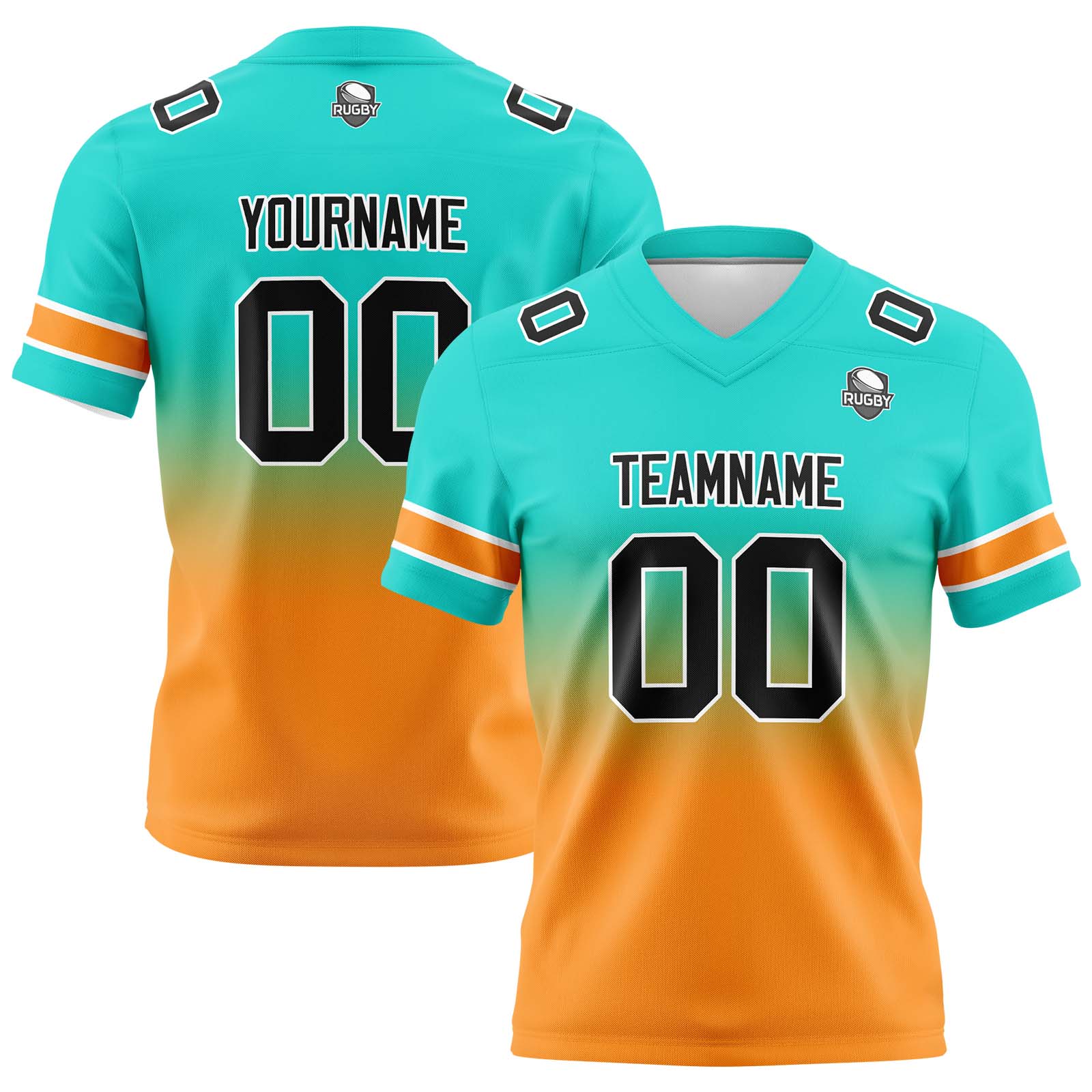 Custom Teal&Orange Jerseys Personalized Name Number Logo