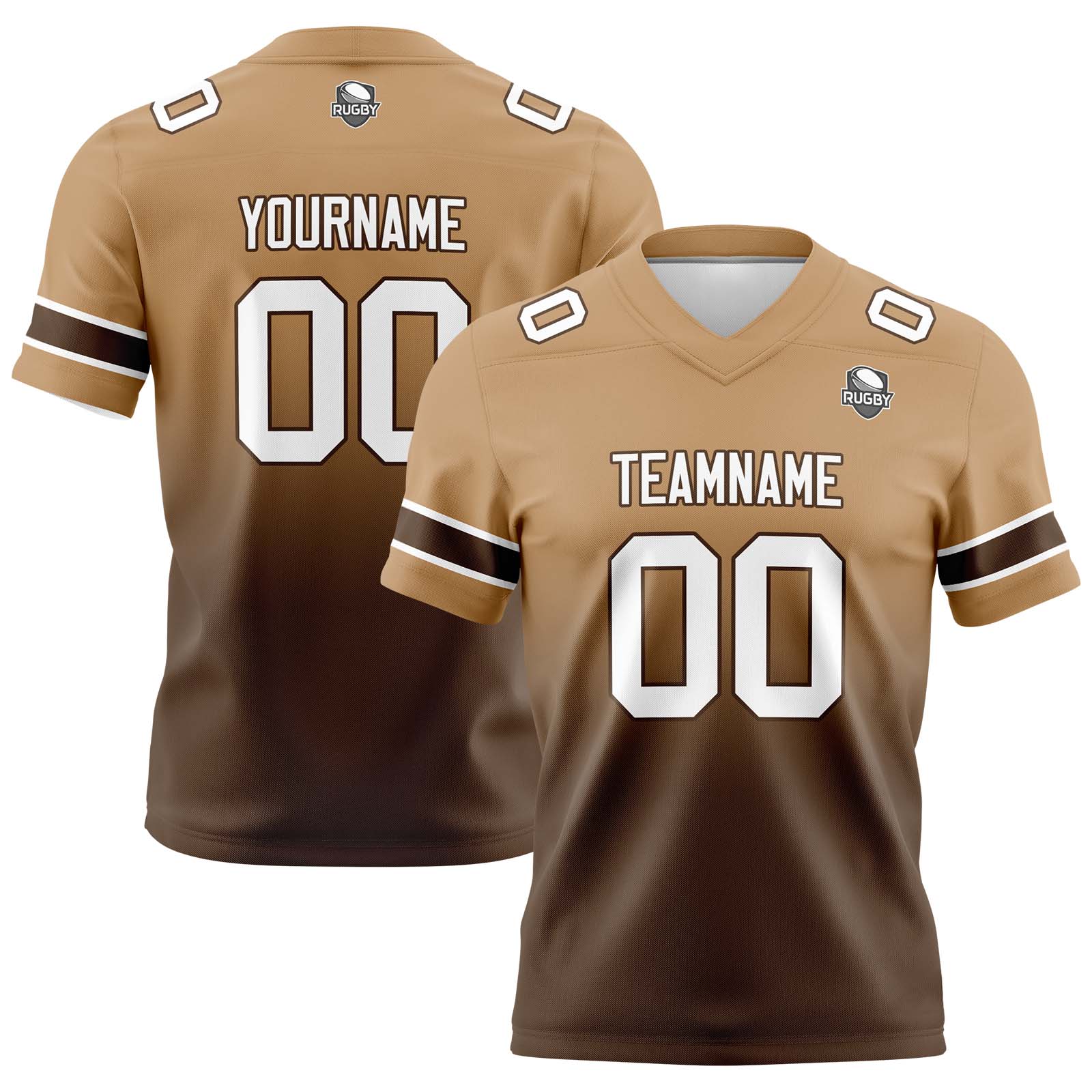 Custom Brown Gradient Football Jerseys Personalized Name Number Logo