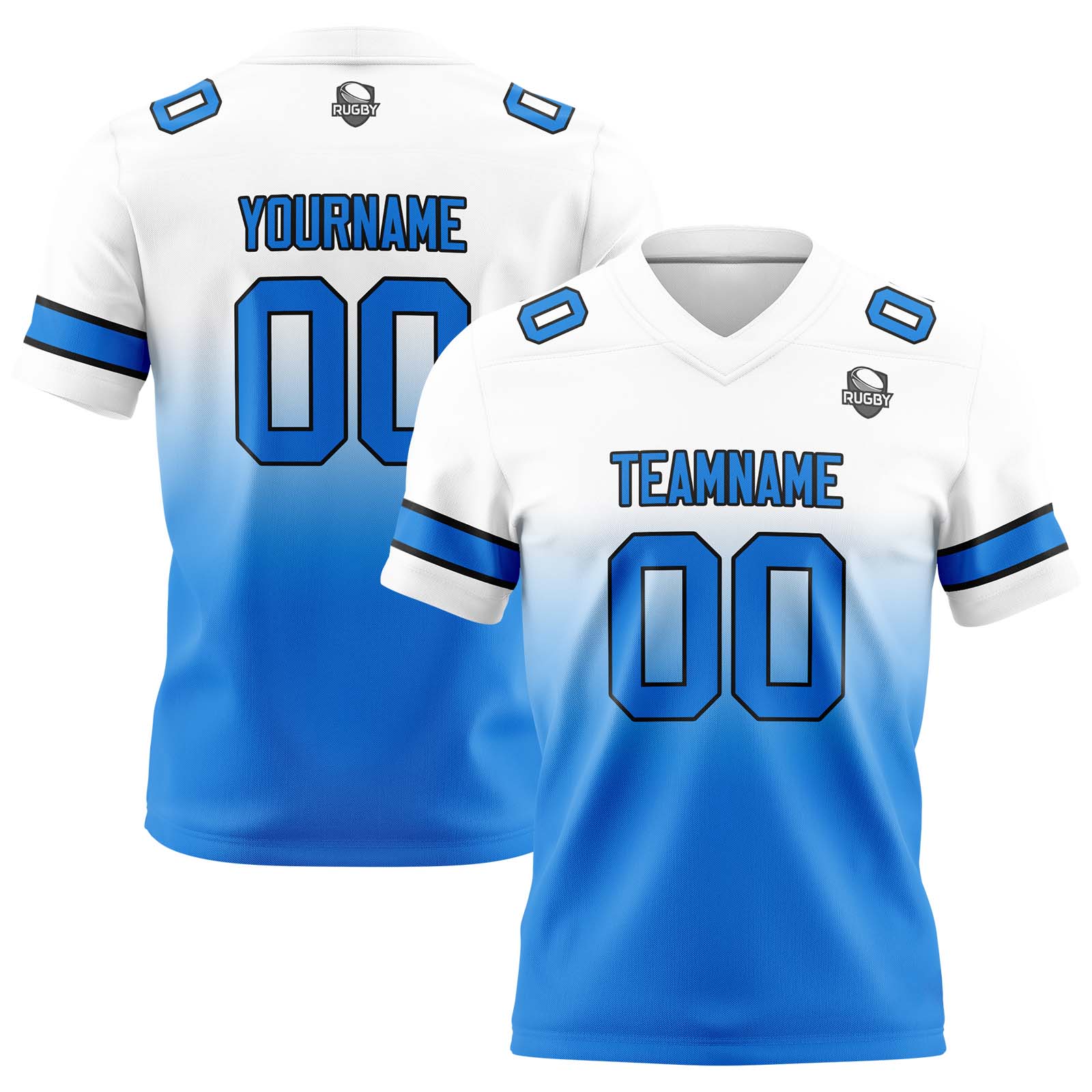 Custom White&Blue Jerseys Personalized Name Number Logo