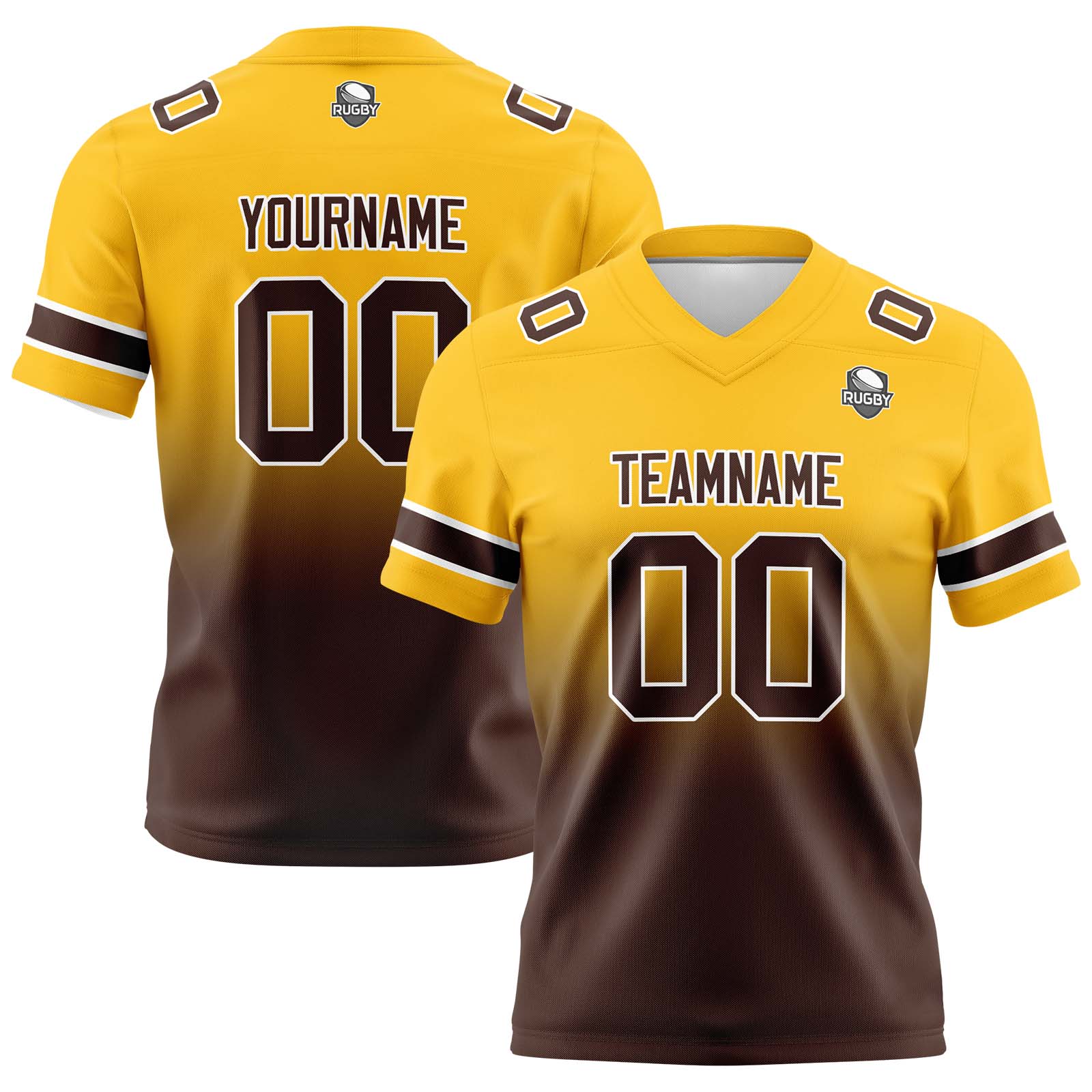 Custom Yellow&Brown Jerseys Personalized Name Number Logo