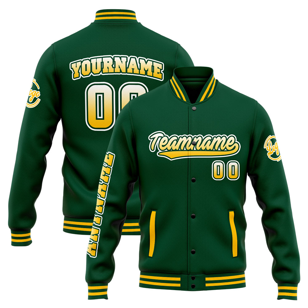 Custom Green Varsity Jacket for Men Women and Youth with Personalized Letterman Jacket 