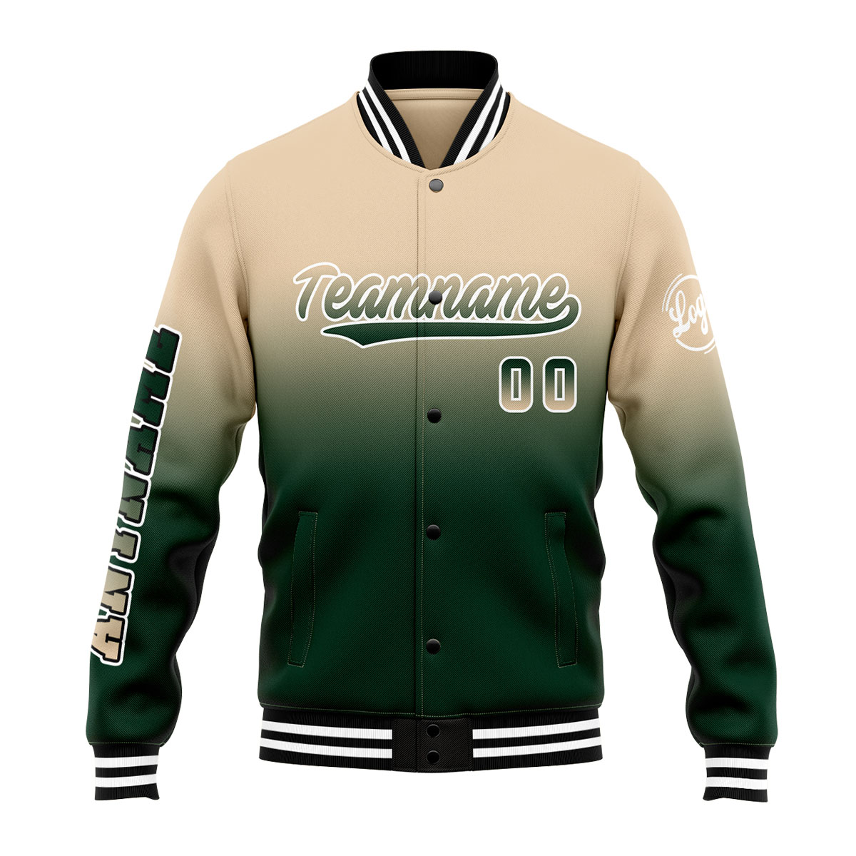 Custom Khaki&Dark Green Varsity Jacket for Men Women and Youth with Personalized Letterman Jacket 