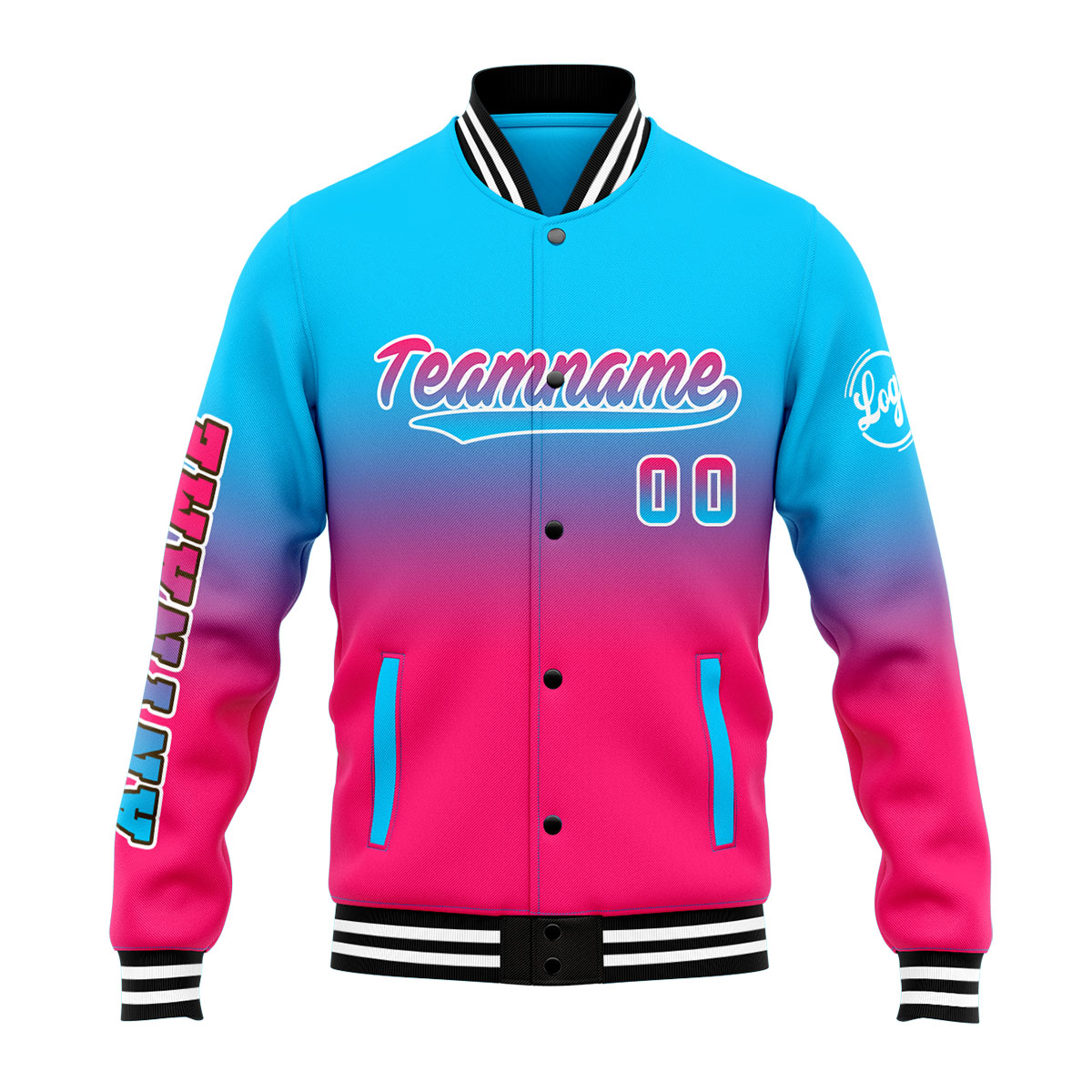 Custom Light Blue&Pink Varsity Jacket for Men Women and Youth with Personalized Letterman Jacket 