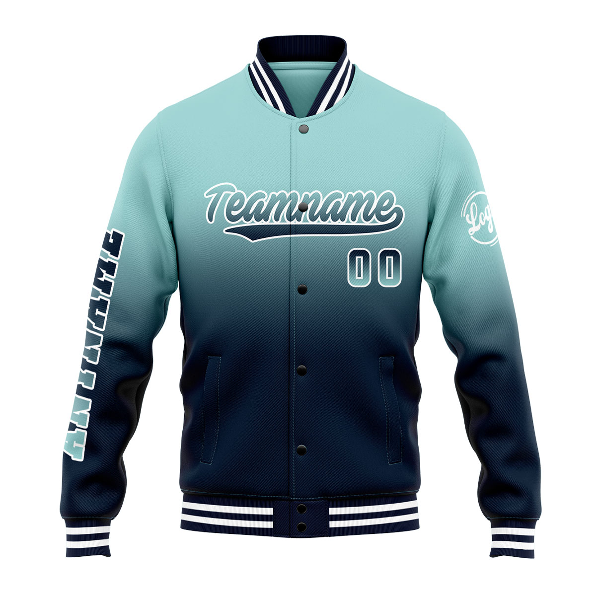 Custom Light Teal&Navy Varsity Jacket for Men Women and Youth with Personalized Letterman Jacket 