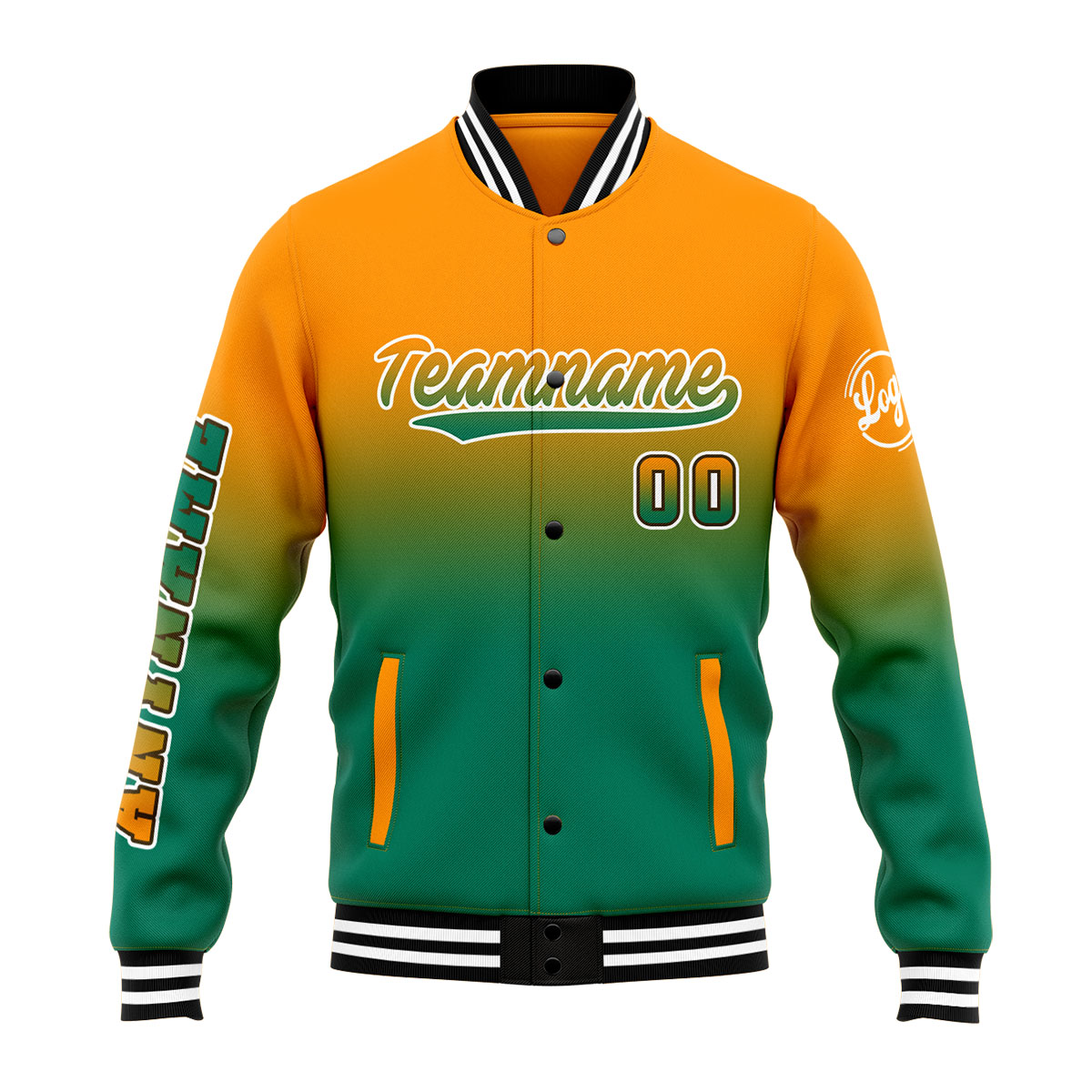 Custom Orang&Green Varsity Jacket for Men Women and Youth with Personalized Letterman Jacket 