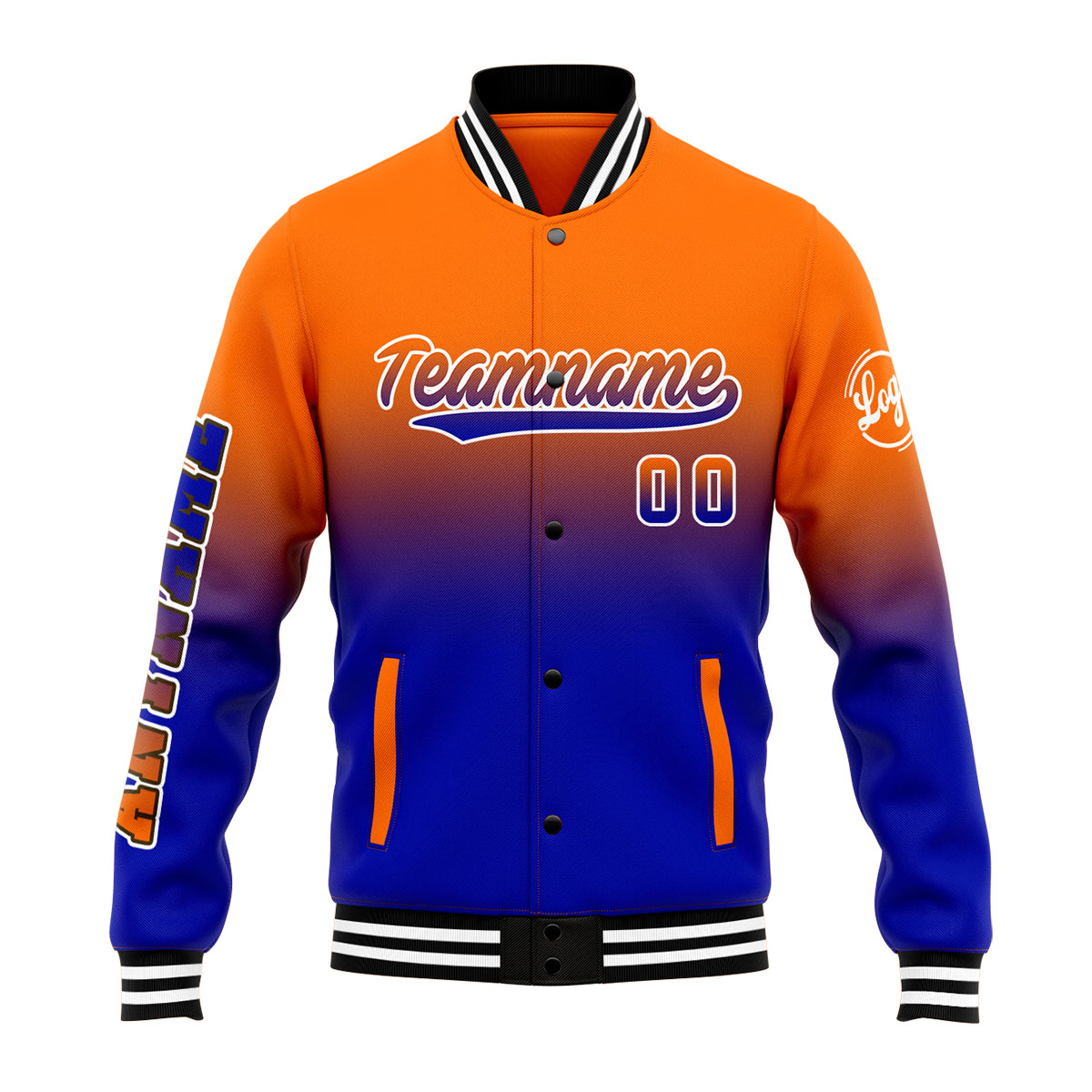 Custom Orange&Royal Varsity Jacket for Men Women and Youth with Personalized Letterman Jacket 