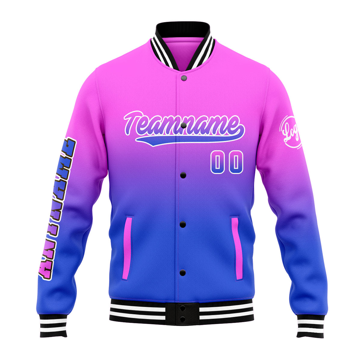 Custom Pink&Blue Varsity Jacket for Men Women and Youth with Personalized Letterman Jacket 
