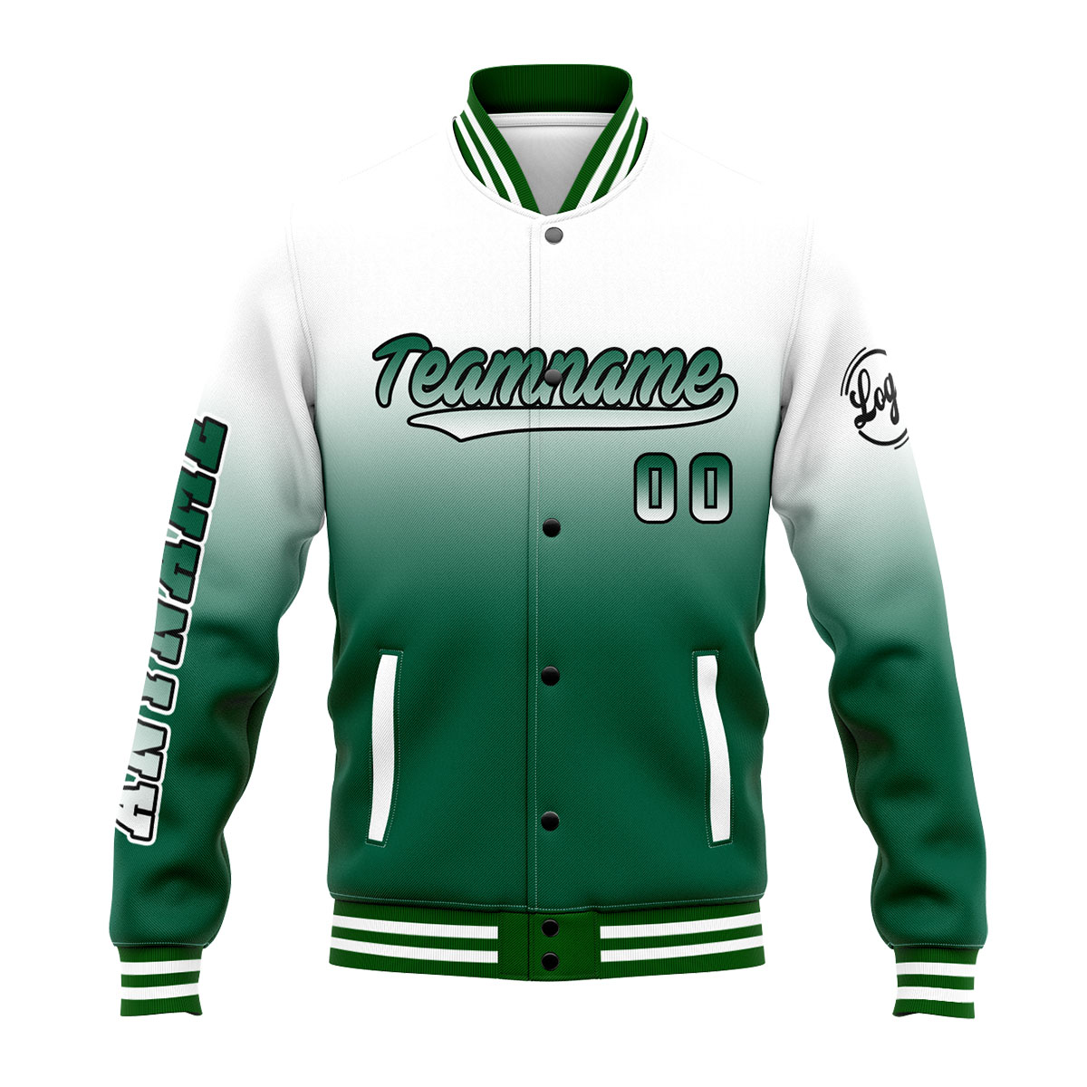 Custom White&Green Varsity Jacket for Men Women and Youth with Personalized Letterman Jacket 