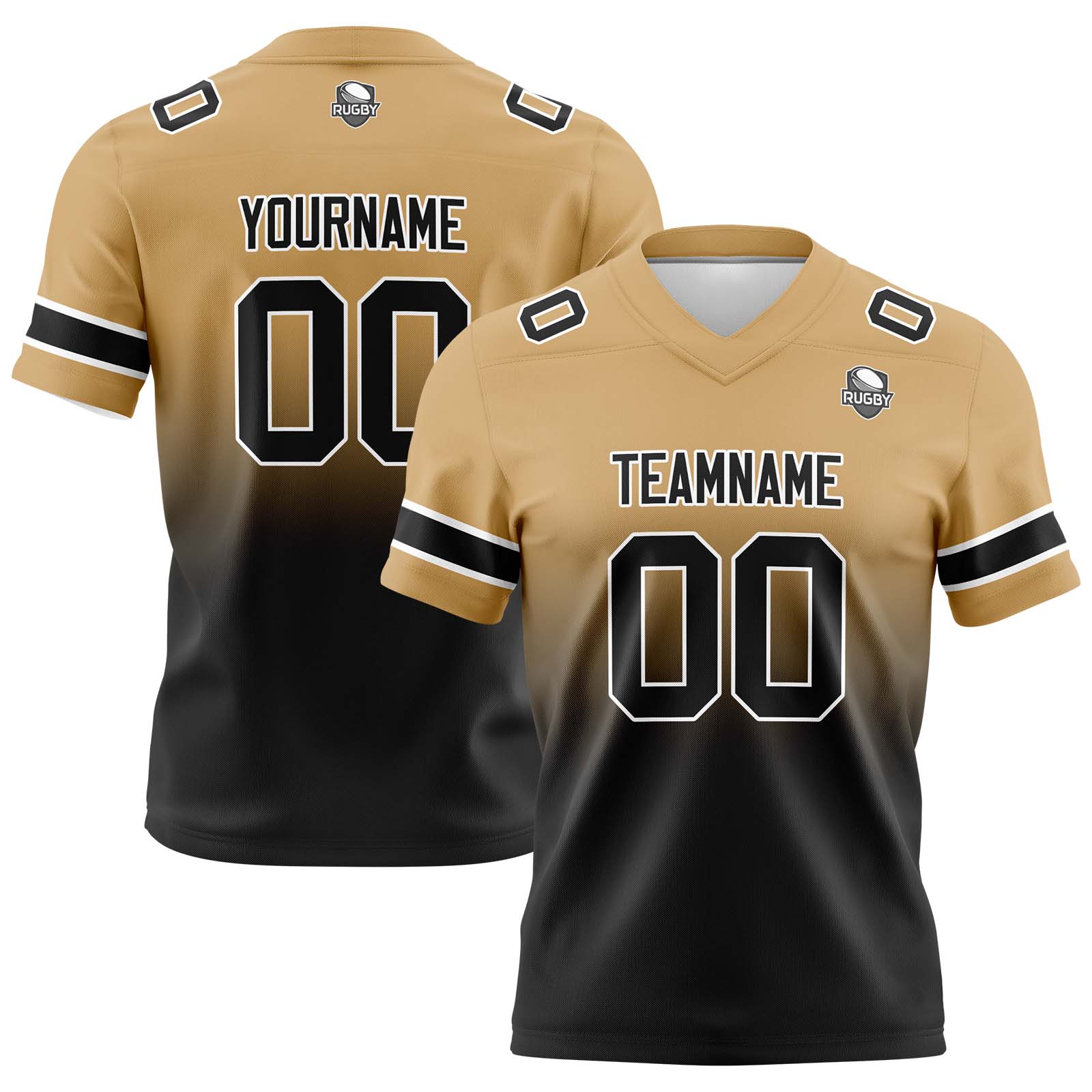 Custom Gold&Black Gradient Football Jerseys Personalized Name Number Logo