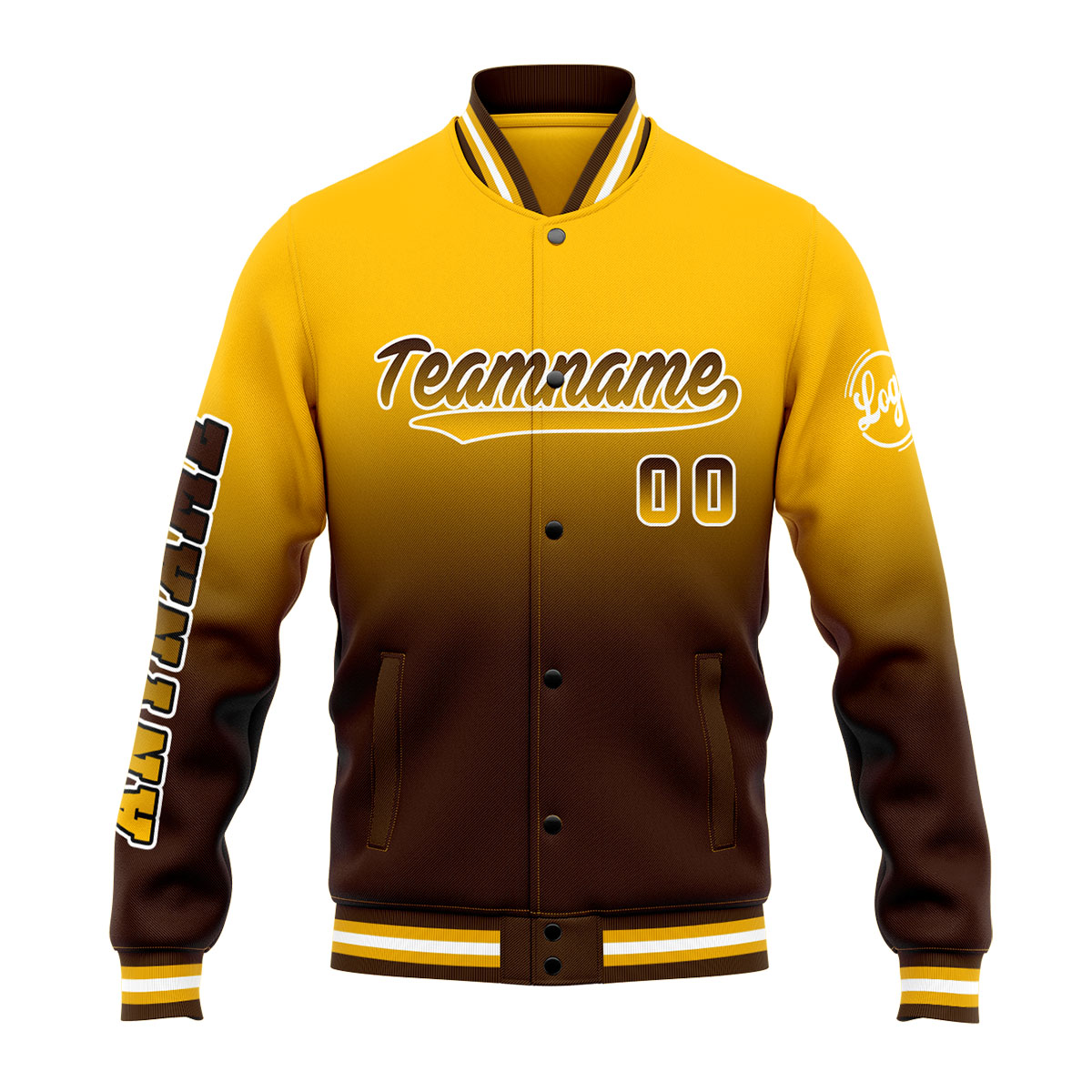 Custom Yellow&Brown Varsity Jacket for Men Women and Youth with Personalized Letterman Jacket 