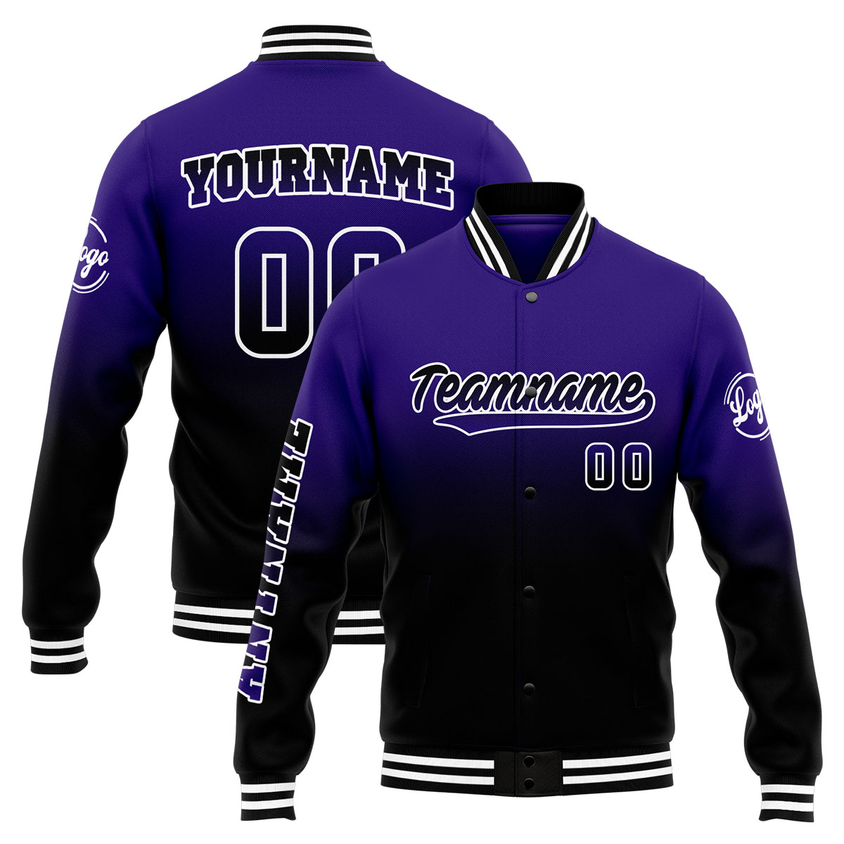 Custom Purple&Black Varsity Jacket for Men Women and Youth with Personalized Letterman Jacket 