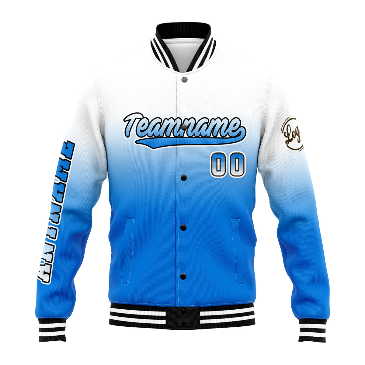 Custom White&Blue Varsity Jacket for Men Women and Youth with Personalized Letterman Jacket 