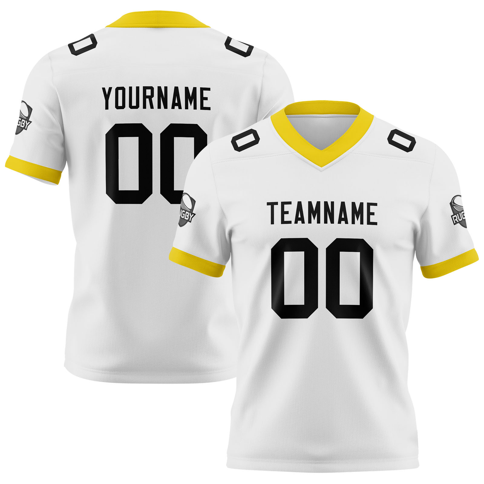 Custom White Yellow Football Jersey Personalized Football Shirts for Men Printed Team Name Number Logo