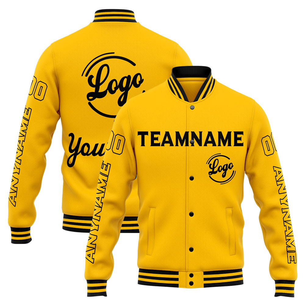 Custom Yellow Varsity Jacket for Men Women and Youth with Personalized Letterman Jacket 