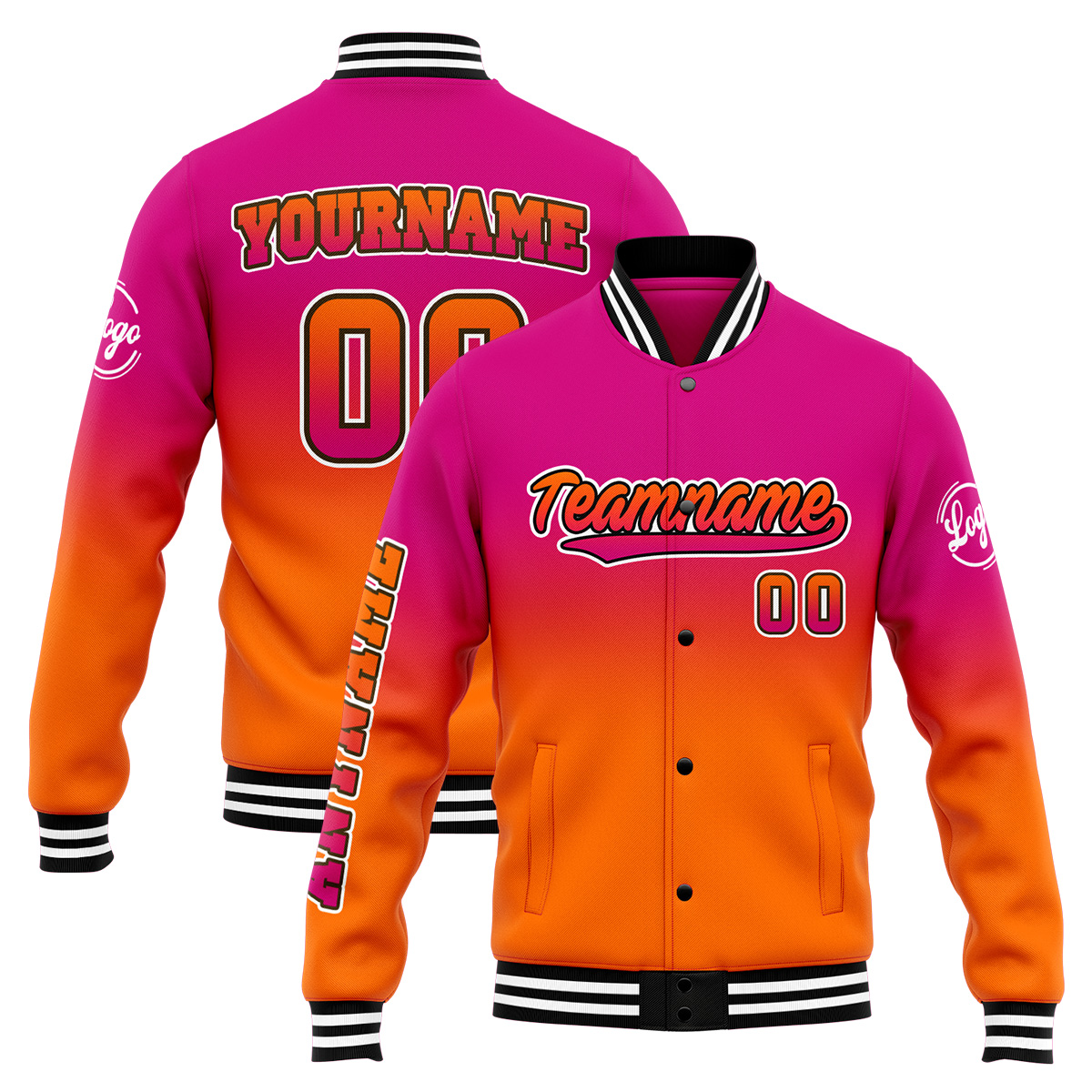 Custom Rose&Orange Varsity Jacket for Men Women and Youth with Personalized Letterman Jacket 