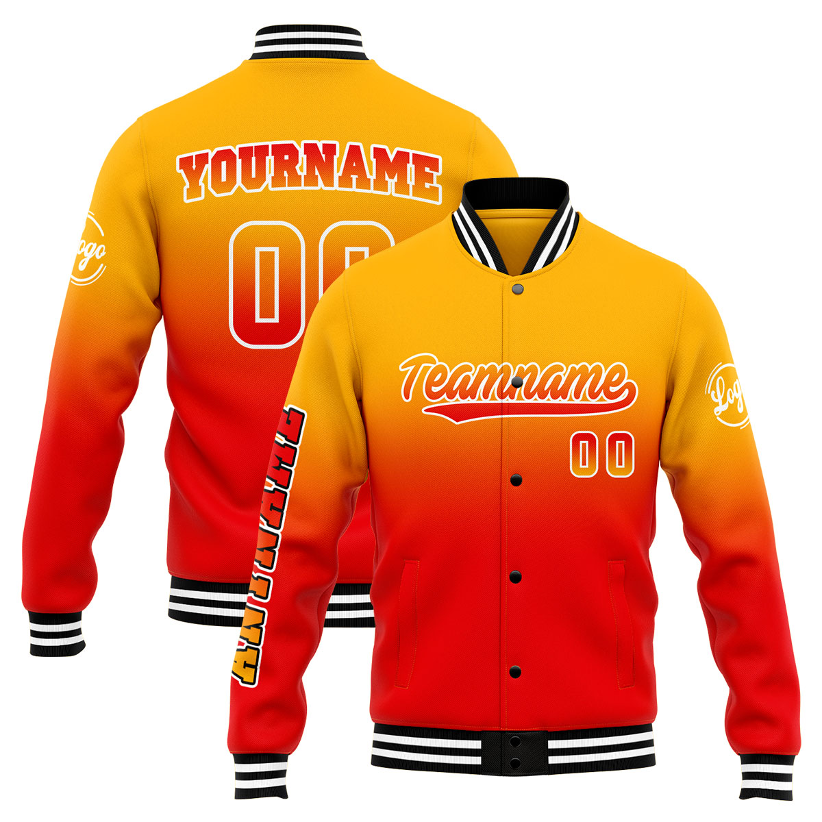 Custom Light Orange&Red Varsity Jacket for Men Women and Youth with Personalized Letterman Jacket 