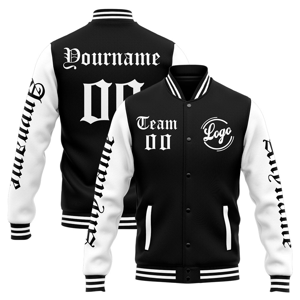 Custom White Black Varsity Jacket for Men Women and Youth with Personalized Letterman Jacket 