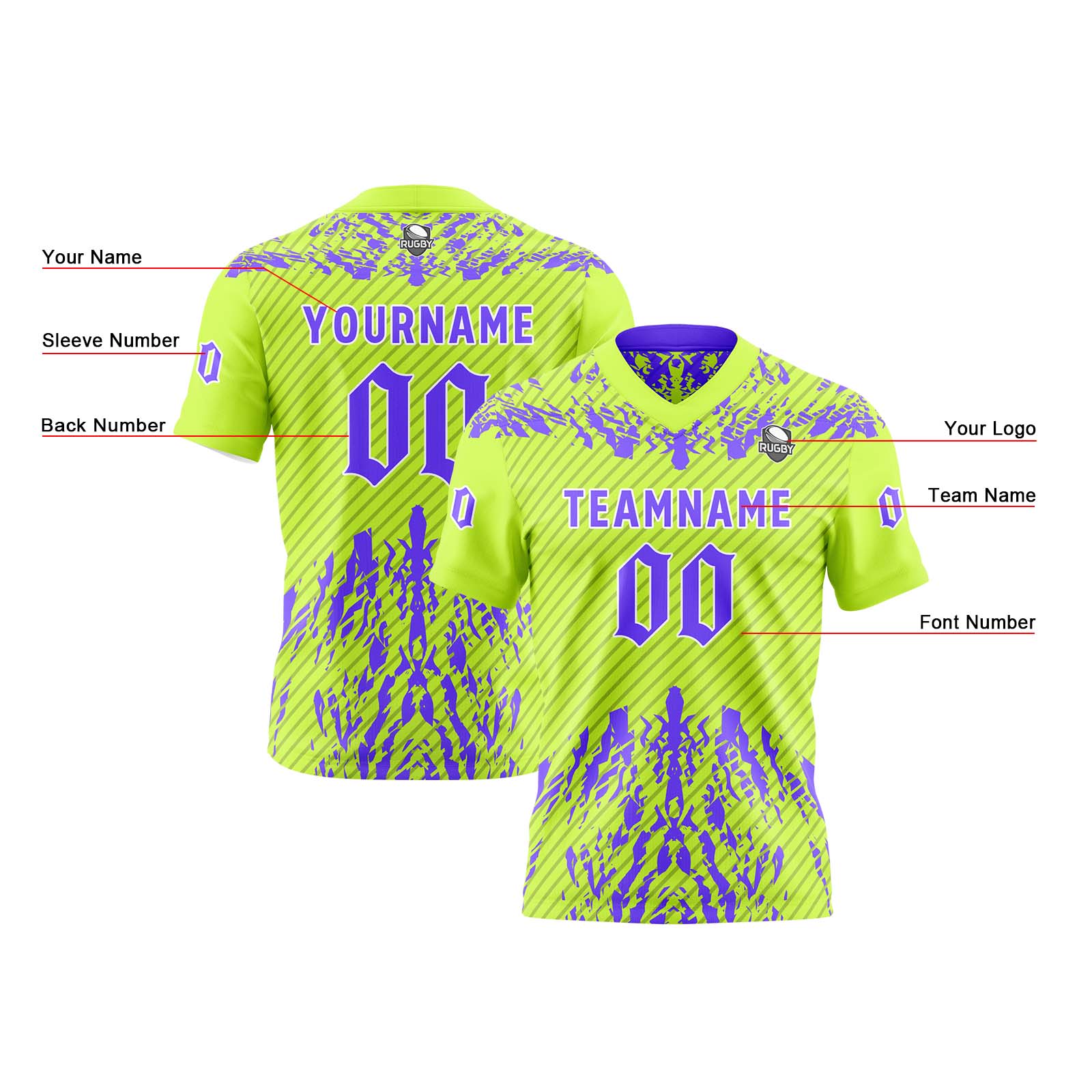 Custom Purple Green Reversible Football Jersey Personalized Gradient Football Shirts for Men Printed Team Name Number Logo