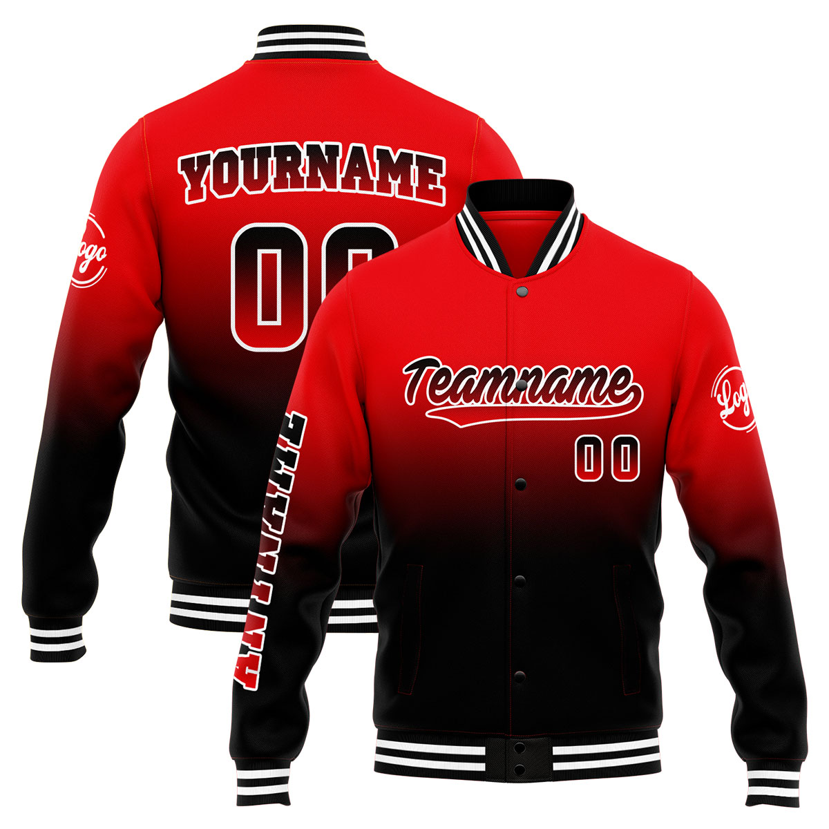 Custom Red&Black Varsity Jacket for Men Women and Youth with Personalized Letterman Jacket 