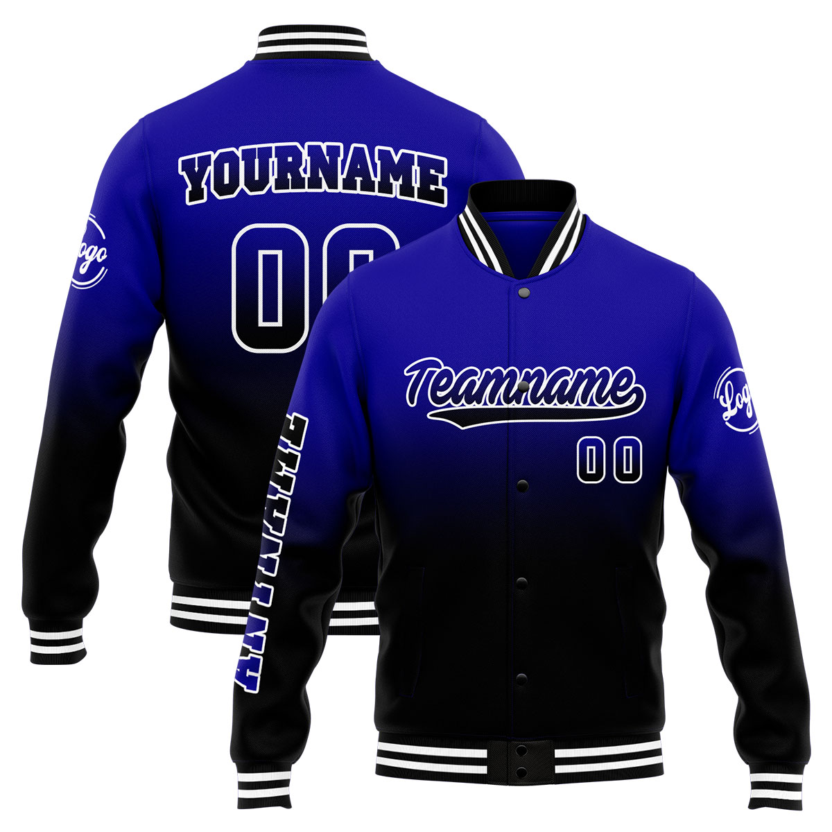 Custom Royal&Black Varsity Jacket for Men Women and Youth with Personalized Letterman Jacket 