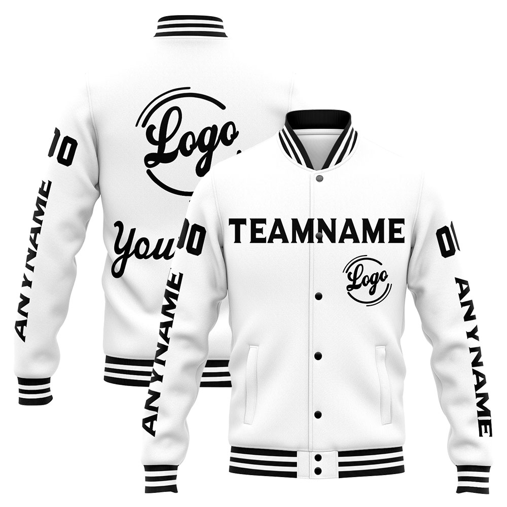 Custom White Varsity Jacket for Men Women and Youth with Personalized Letterman Jacket 