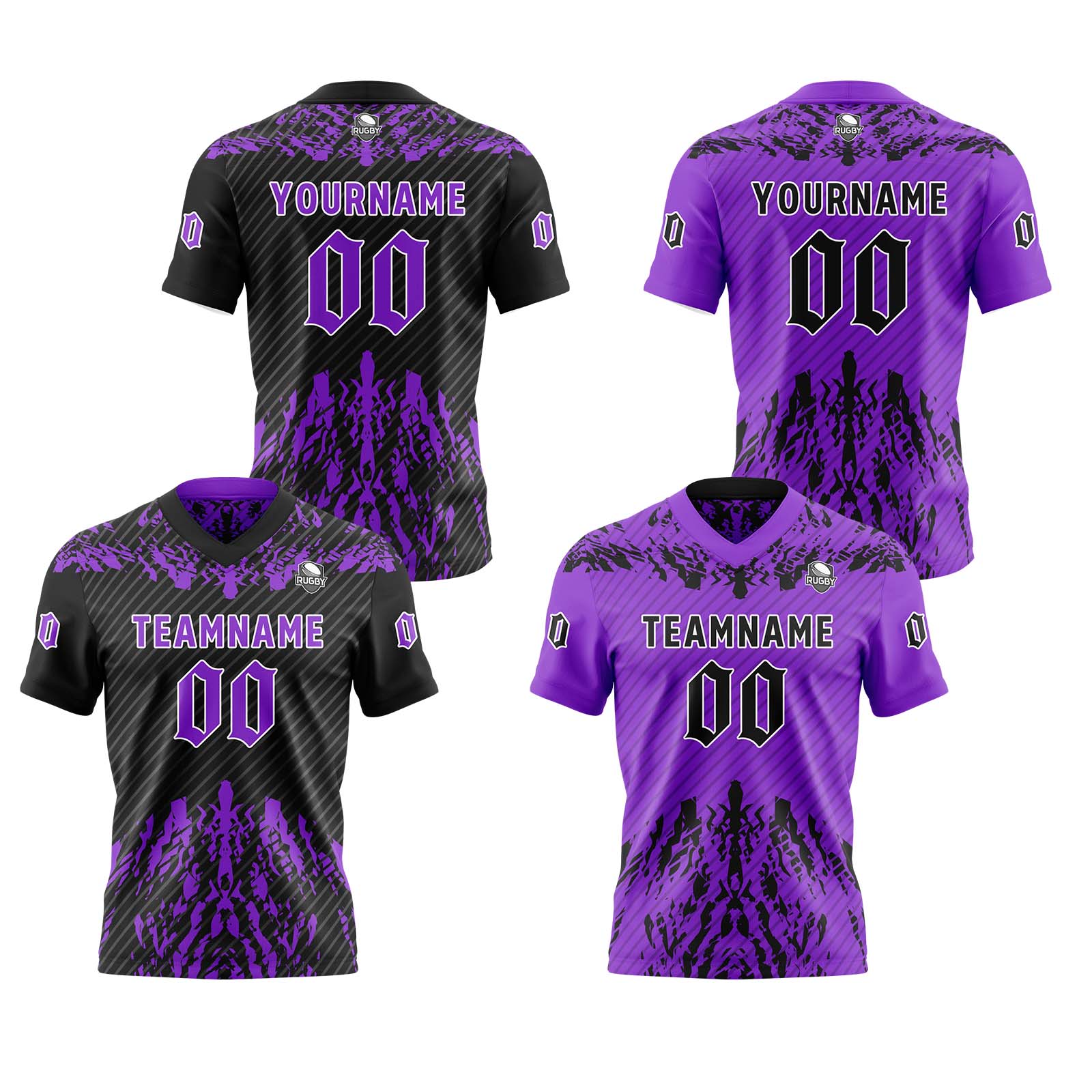 Custom Black Purple Reversible Football Jersey Personalized Gradient Football Shirts for Men Printed Team Name Number Logo