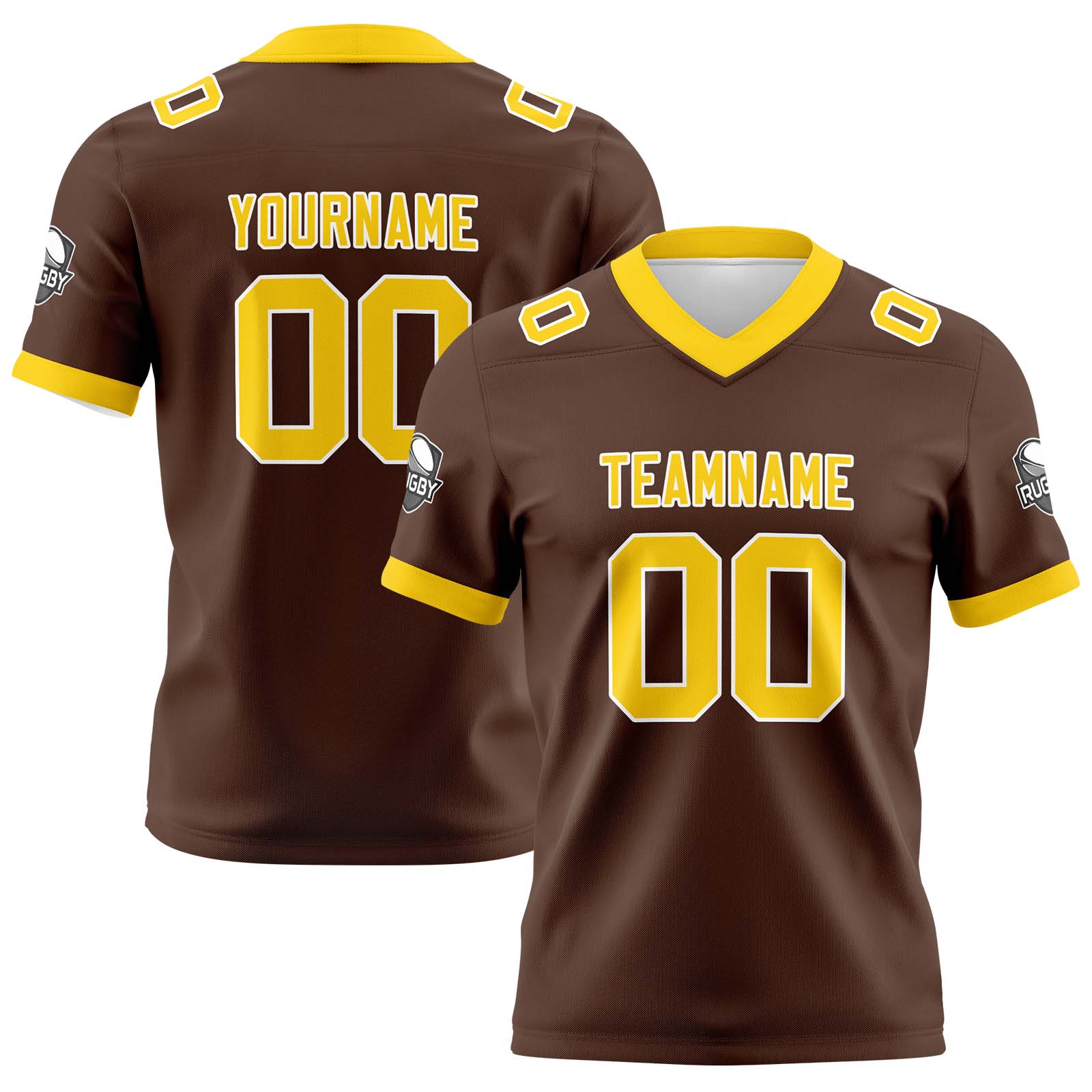 Custom Brown Yellow Football Jersey Personalized Football Shirts for Men Printed Team Name Number Logo