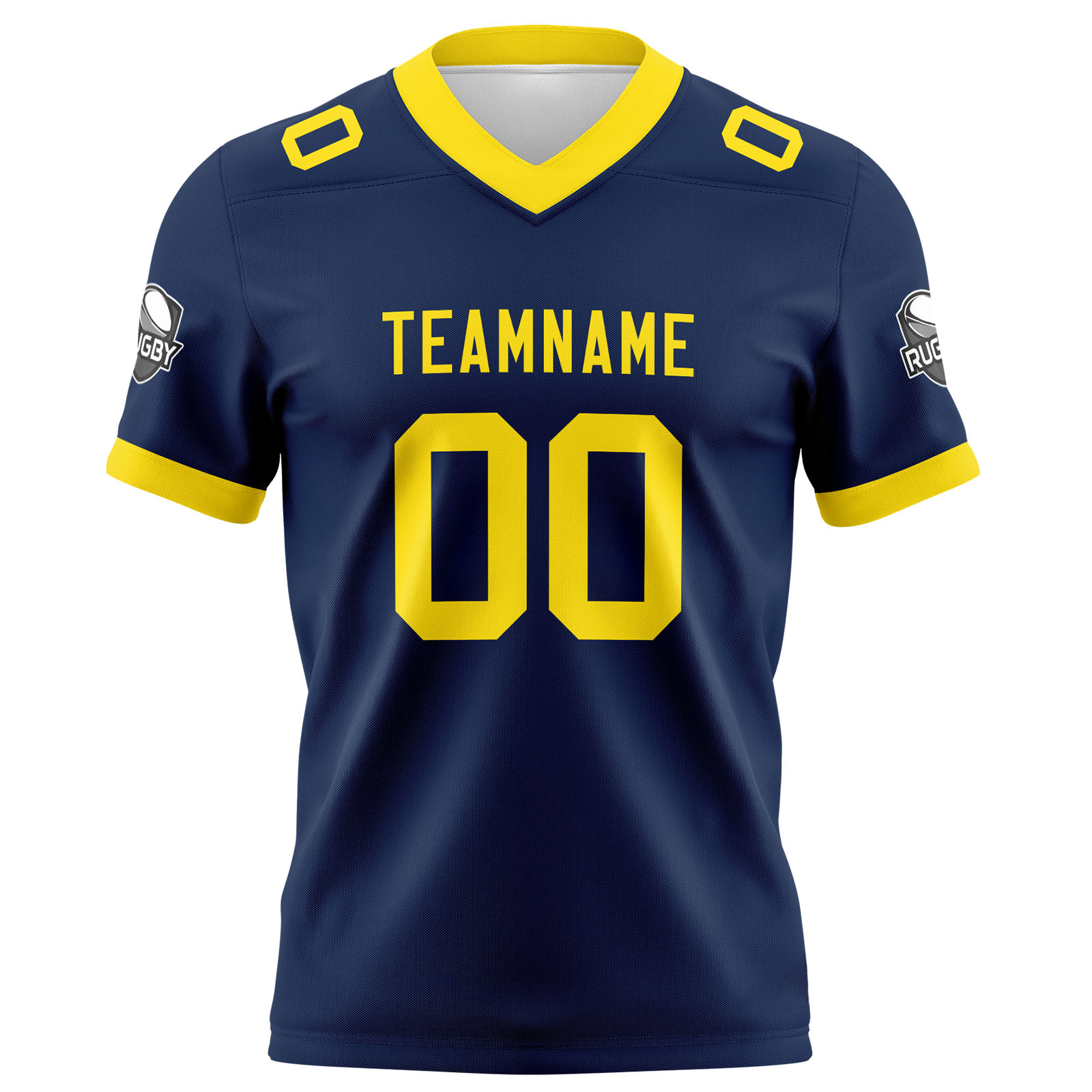 Custom Navy Yellow Football Jersey Personalized Football Shirts for Men Printed Team Name Number Logo