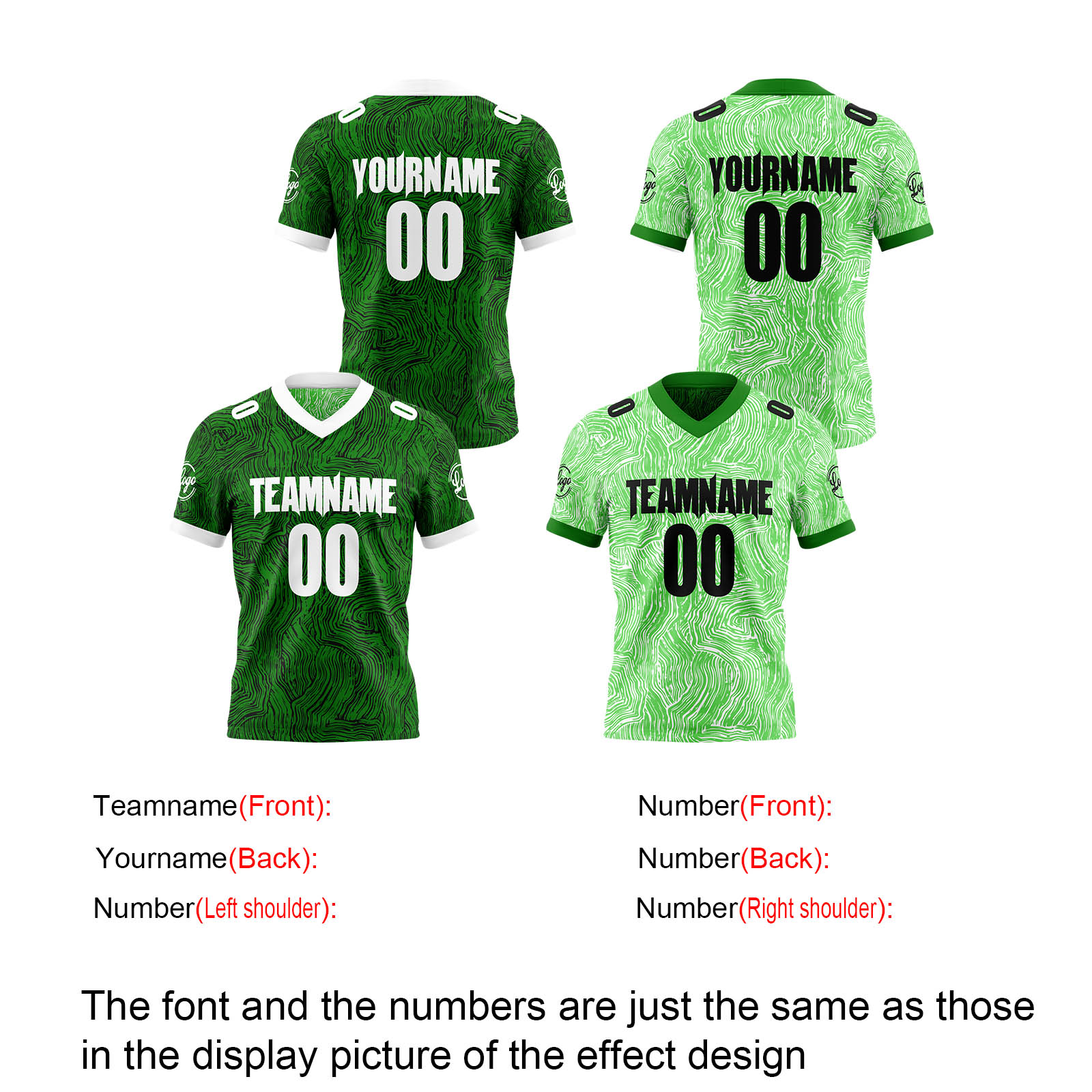Custom Green Black White Reversible Football Jersey Personalized Gradient Football Shirts for Men Printed Team Name Number Logo
