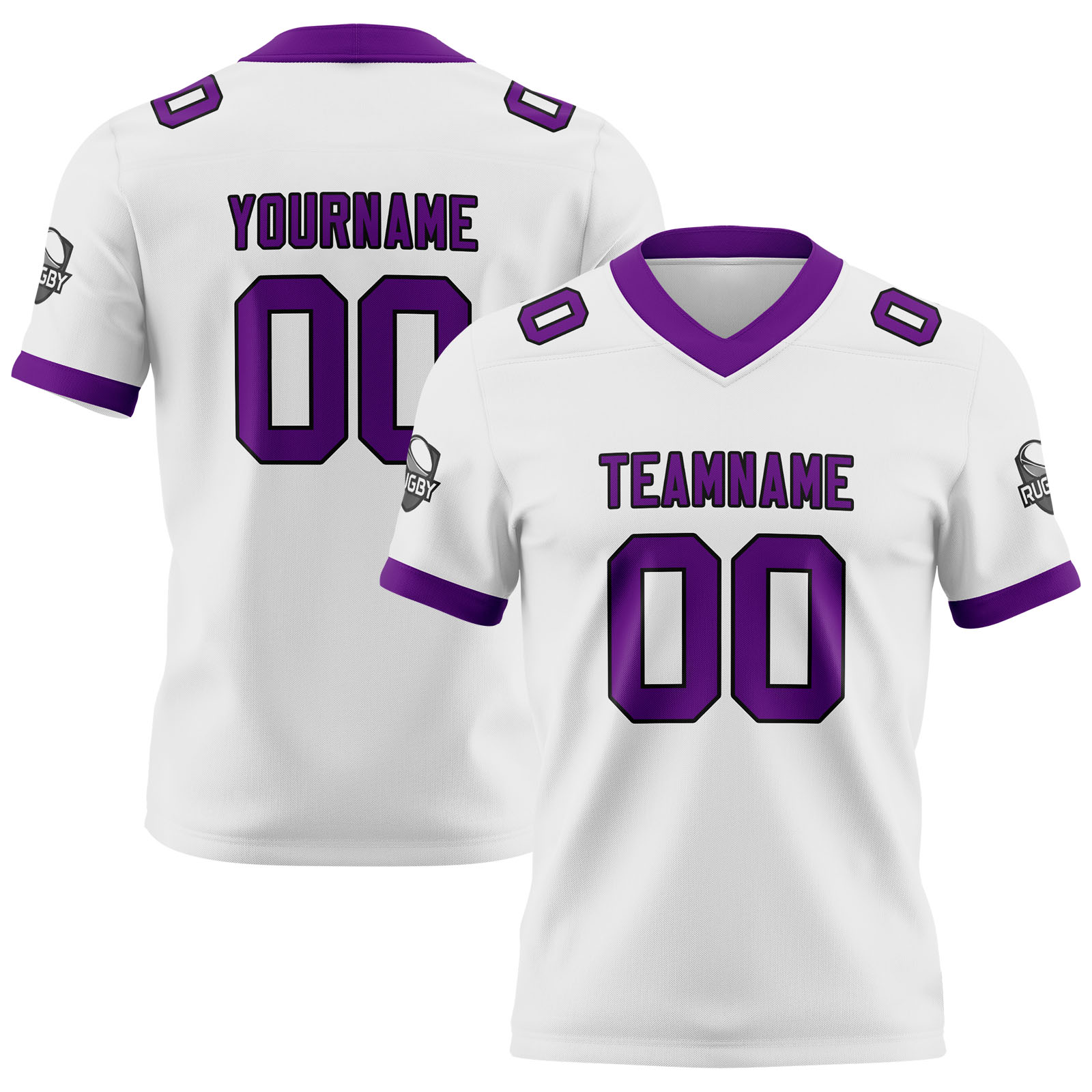Custom White Purple Football Jersey Personalized Football Shirts for Men Printed Team Name Number Logo