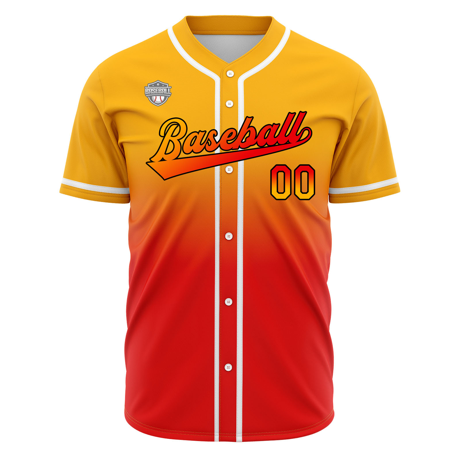 Custom Light Orange&Red Gradient Baseball Jerseys Personalized Name Number Logo
