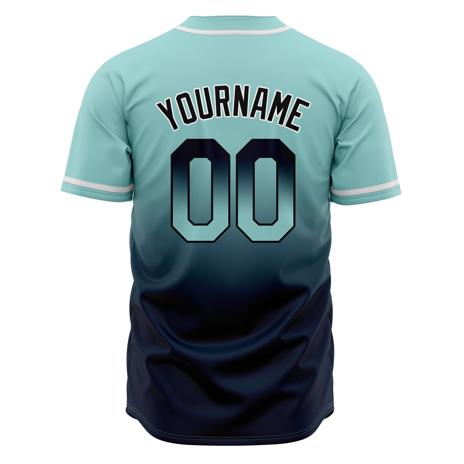 Custom Light Teal&Navy Gradient Baseball Jerseys Personalized Name Number Logo