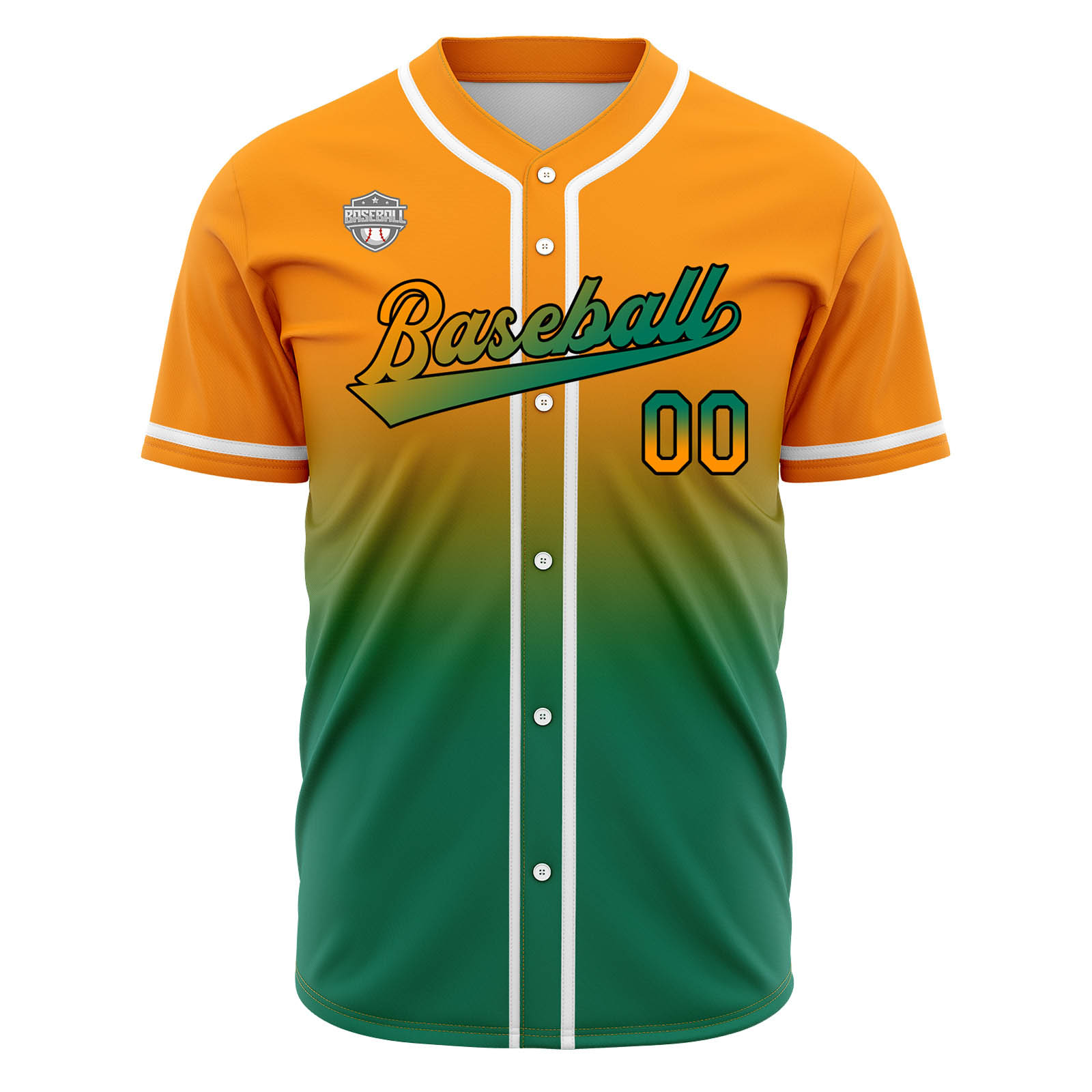 Custom Orange&Green Gradient Baseball Jerseys Personalized Name Number Logo