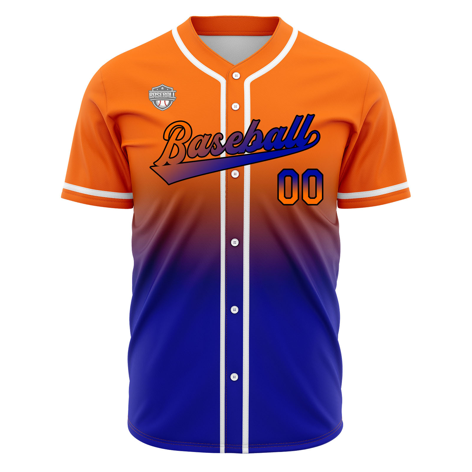 Custom Orange&Royal Gradient Baseball Jerseys Personalized Name Number Logo